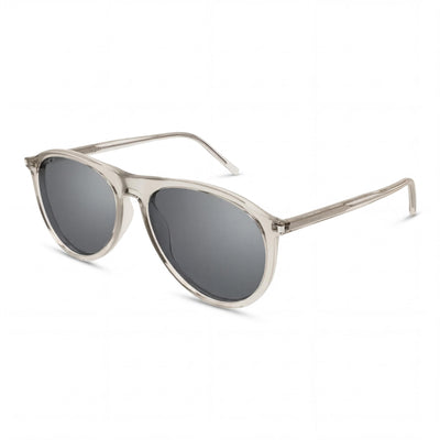 Gafas de sol unisex Saint Laurent con montura de acetato y lentes beige plateadas no polarizadas de 56 mm