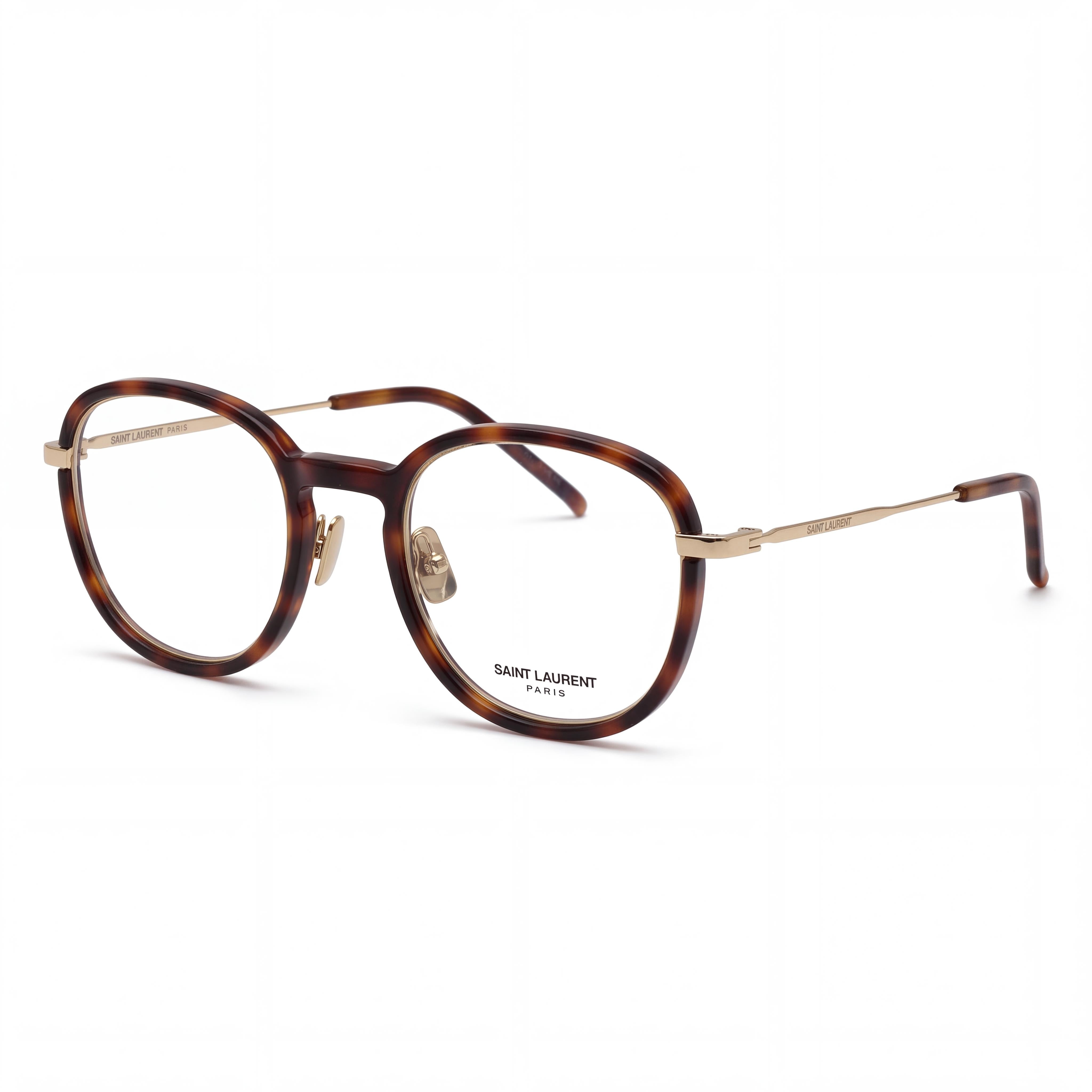 YVES SAINT LAURENT Sl 436 Opt-002 Women's Round Plastic Eyeglasses with Clear Lenses Havana Transparent Gold 49-22-42, Photo 1