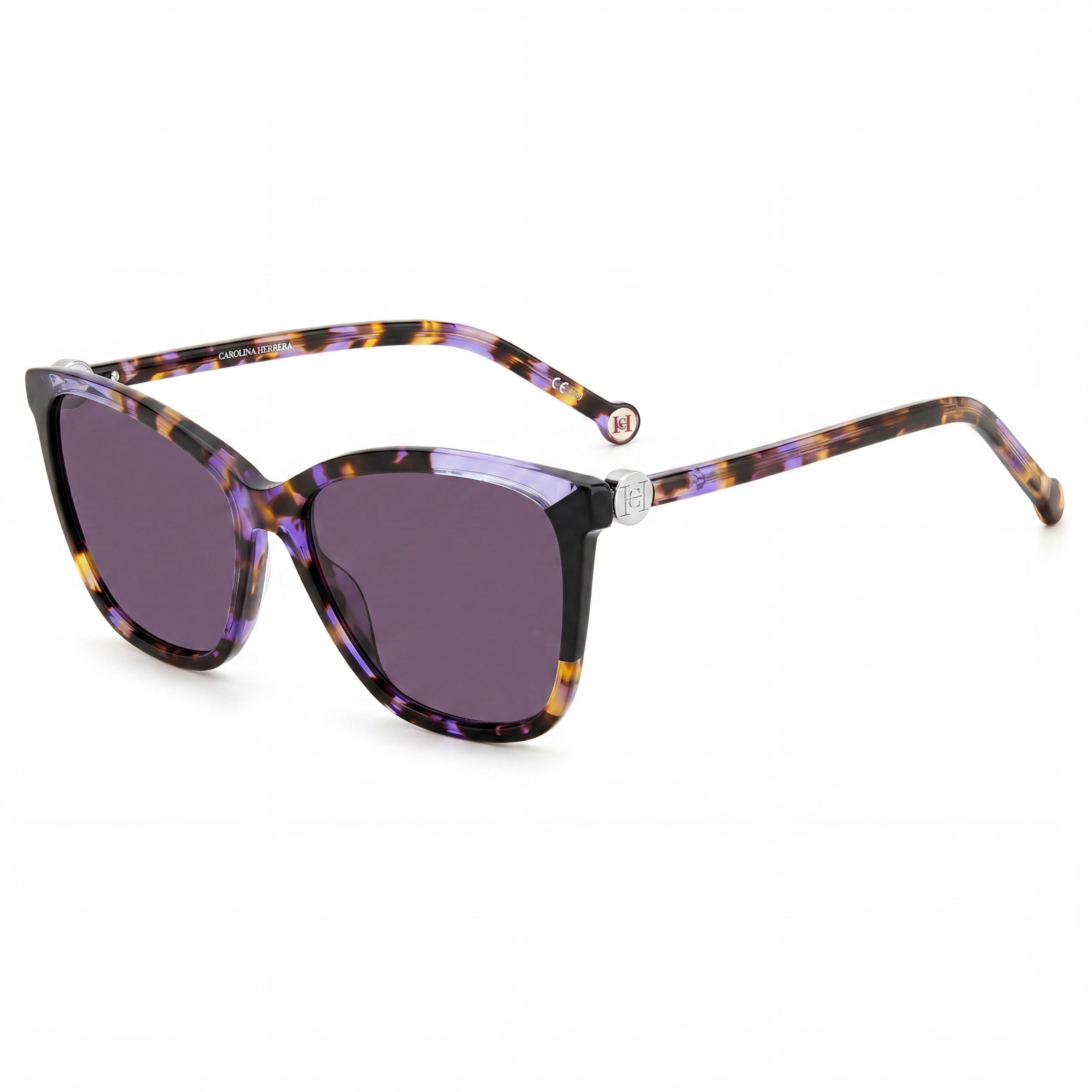 Carolina Herrera Ch 0052/S Gafas de sol rectangulares de plástico para mujer Violeta Habana Negro 58 mm 100% protección UV, Photo 1