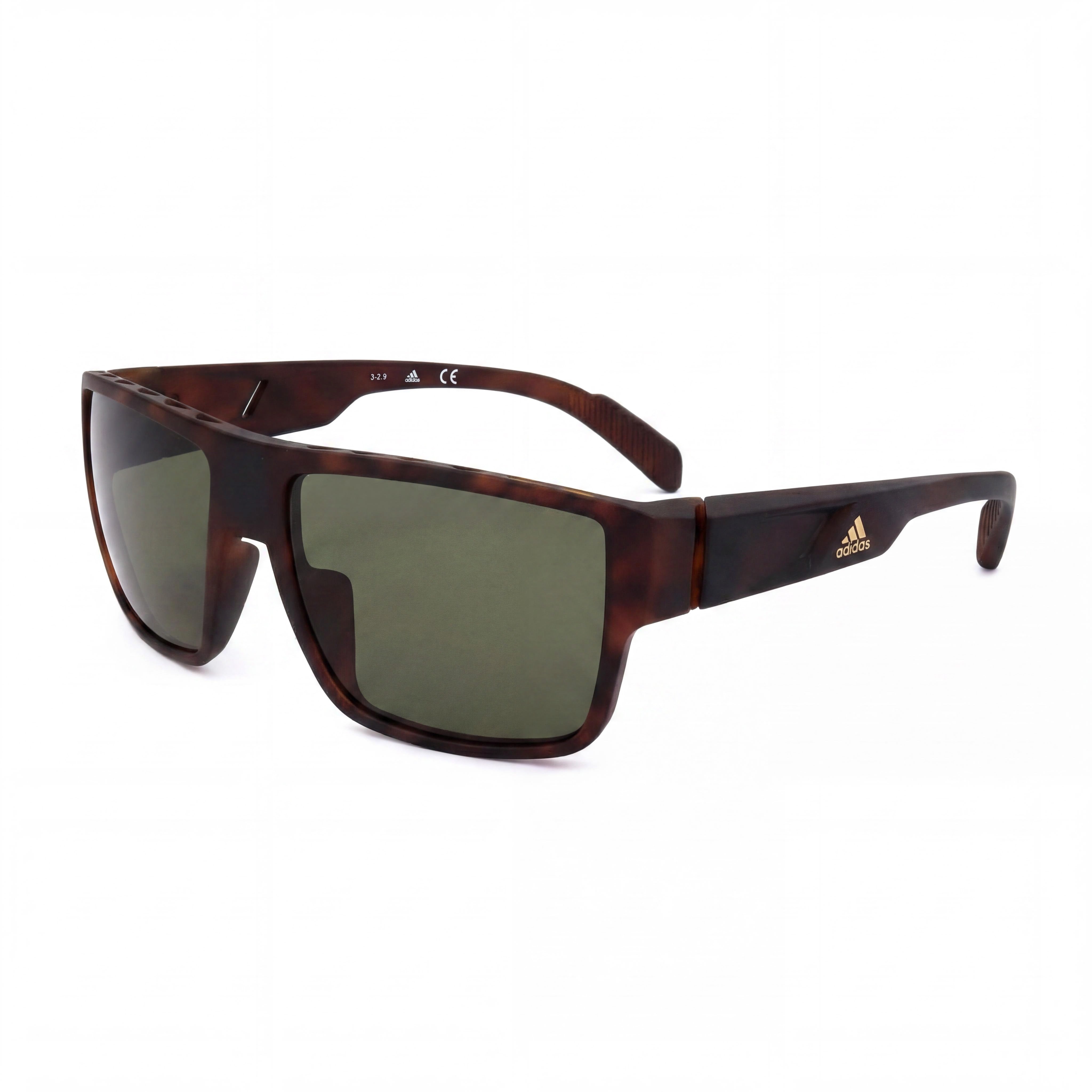 adidas SP0006 Men's Rectangular Acetate Dark Havana Sunglasses Green Non-Polarized UV Protected 57-16-135, Photo 1