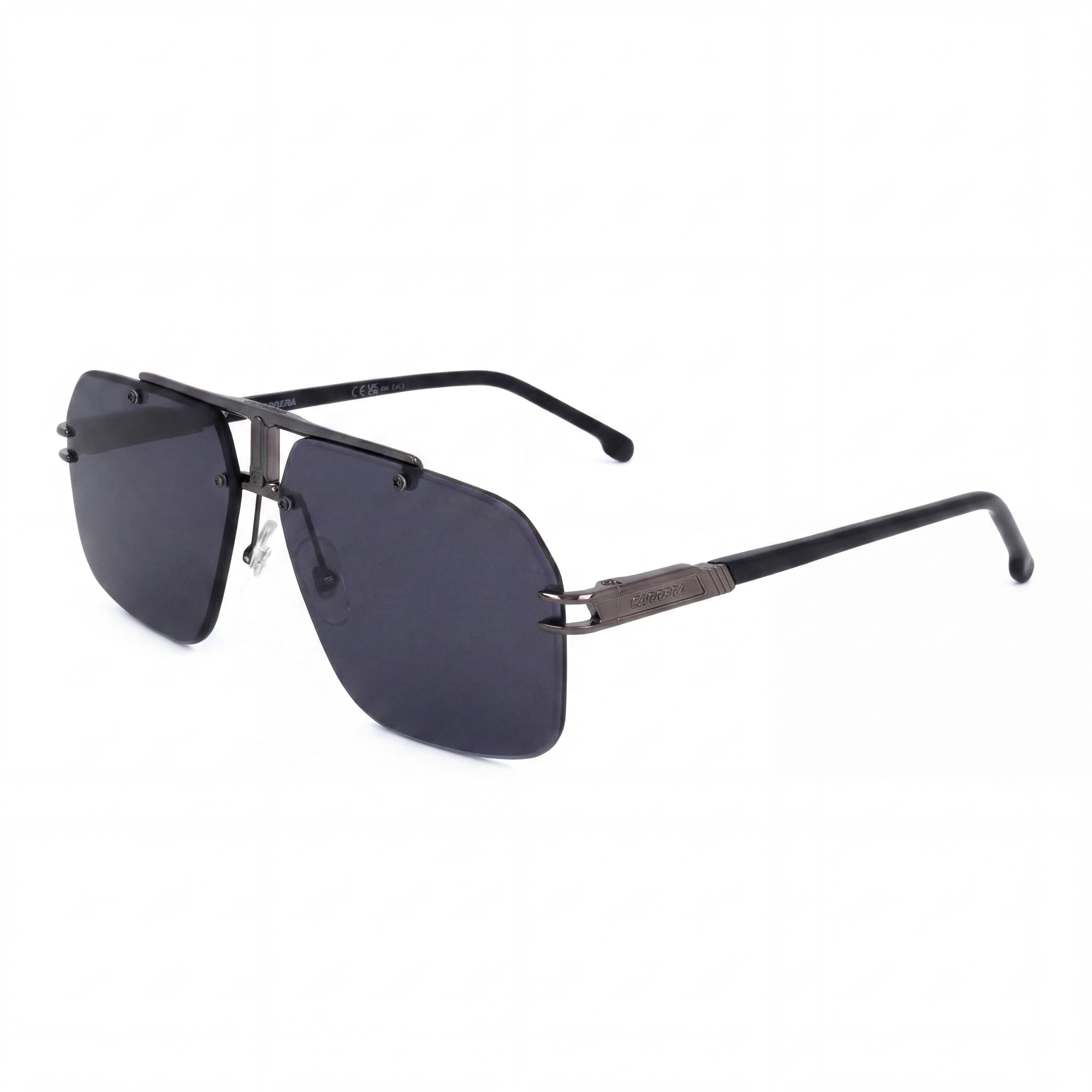 Carrera Casual Men's Dark Ruthenium Black Metal Sunglasses with Grey Polycarbonate Lenses UV 400 Protection 63mm, Photo 1