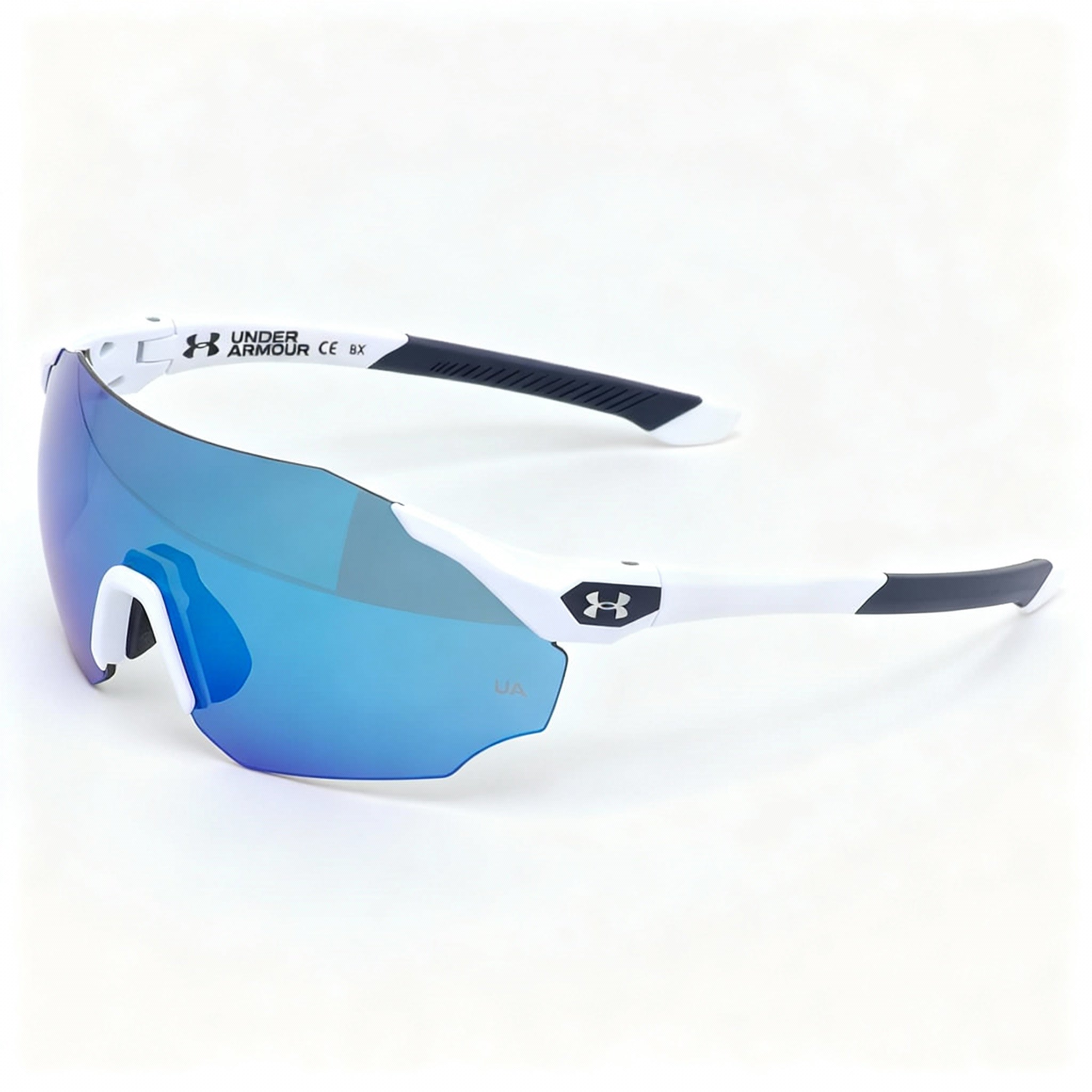 Under Armour UA HAMMER/F Unisex Non-Polarized Plastic Sunglasses White Blue Blue Multilayer Oleophobic 99-1-120