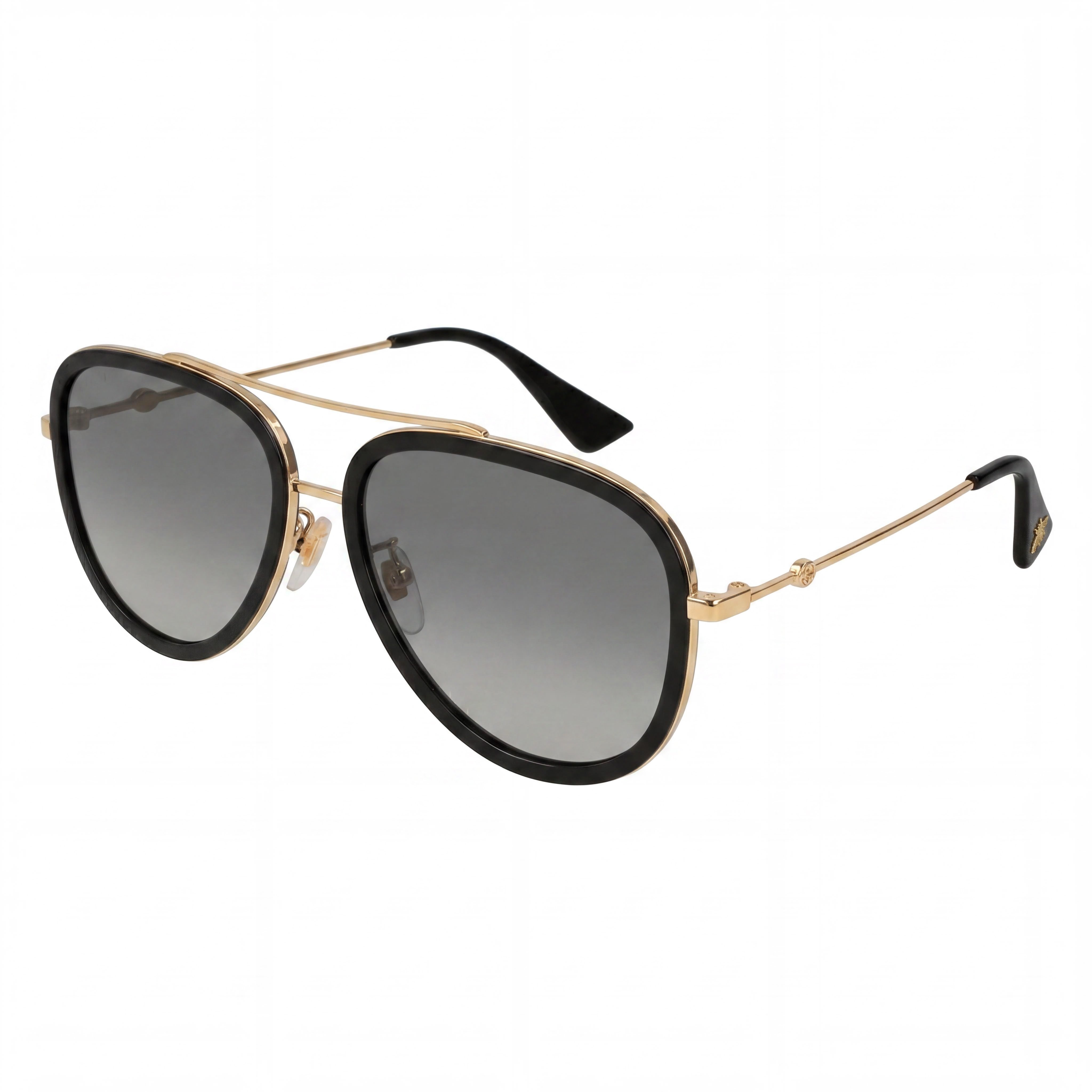 Gafas de sol unisex Gucci Gg0062s-011 con montura de metal dorado y negro, lentes polarizadas de aviador en gris degradado, 57 mm, protección UV 100 %, Photo 1