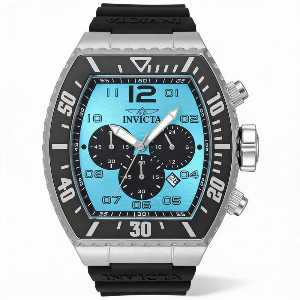 Reloj Invicta Pro Diver con correa de piel unisex, acero inoxidable, esfera azul, cronógrafo de cuarzo, resistente al agua hasta 10 bares, 51 mm