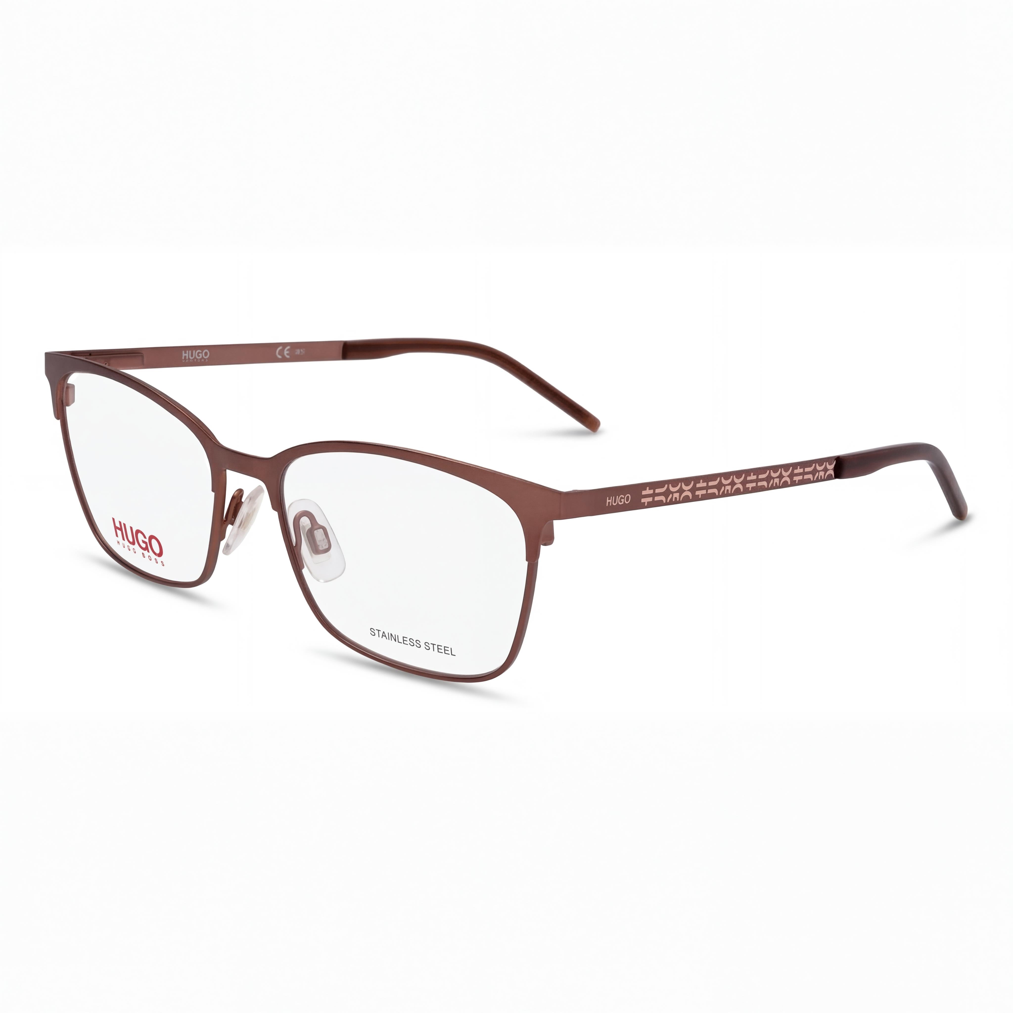 Hugo Boss Cat-eye Women's Matt Brown Alloy Steel Eyeglasses Lens Width 54mm, Bridge Width 16mm, Temple Length 145mm, Photo 1