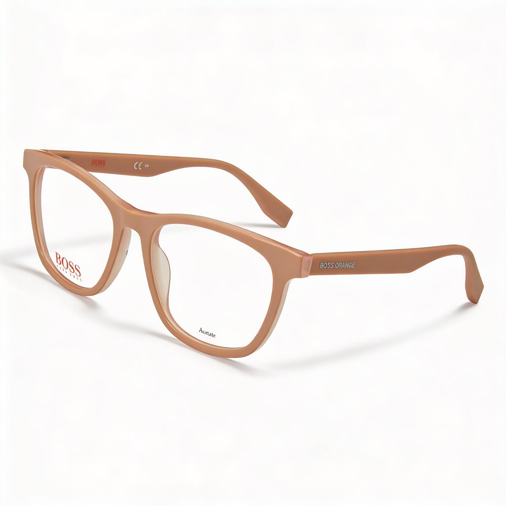 Gafas Ópticas Hugo Boss 318 para Hombre, Montura de Plástico Transparente Naranja Marrón, Ancho de Lente 52mm, Largo de Patilla 145mm