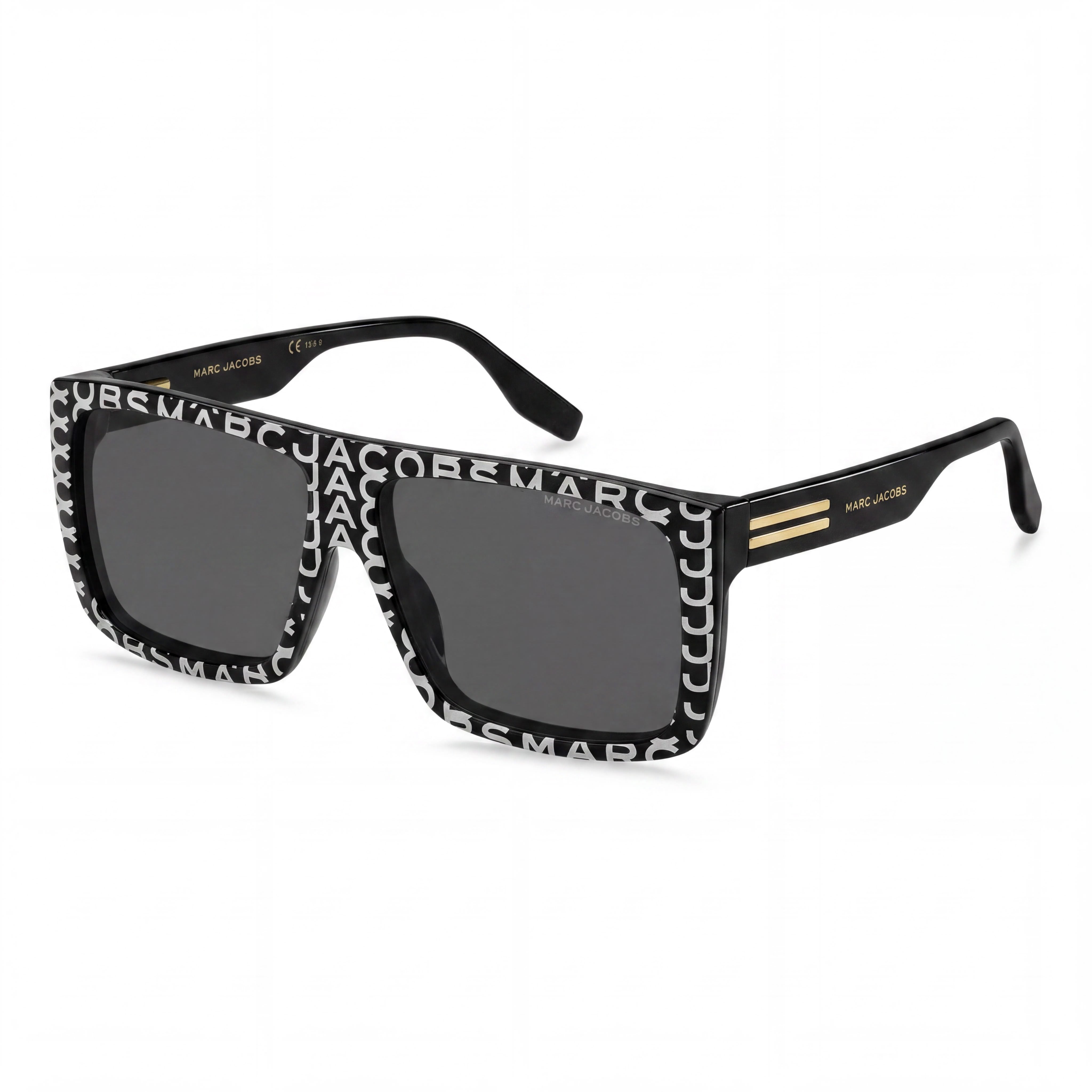 Marc Jacobs Marc 672/cs Unisex Acetate Non-Polarized Sunglasses Black/Grey Clip-on with Pattern Black White Lenses 58mm, Photo 1