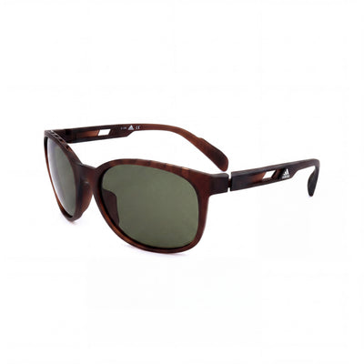 adidas Classic Unisex Matte Dark Brown Plastic Frame Green Polycarbonate UV Protection Sunglasses 58mm