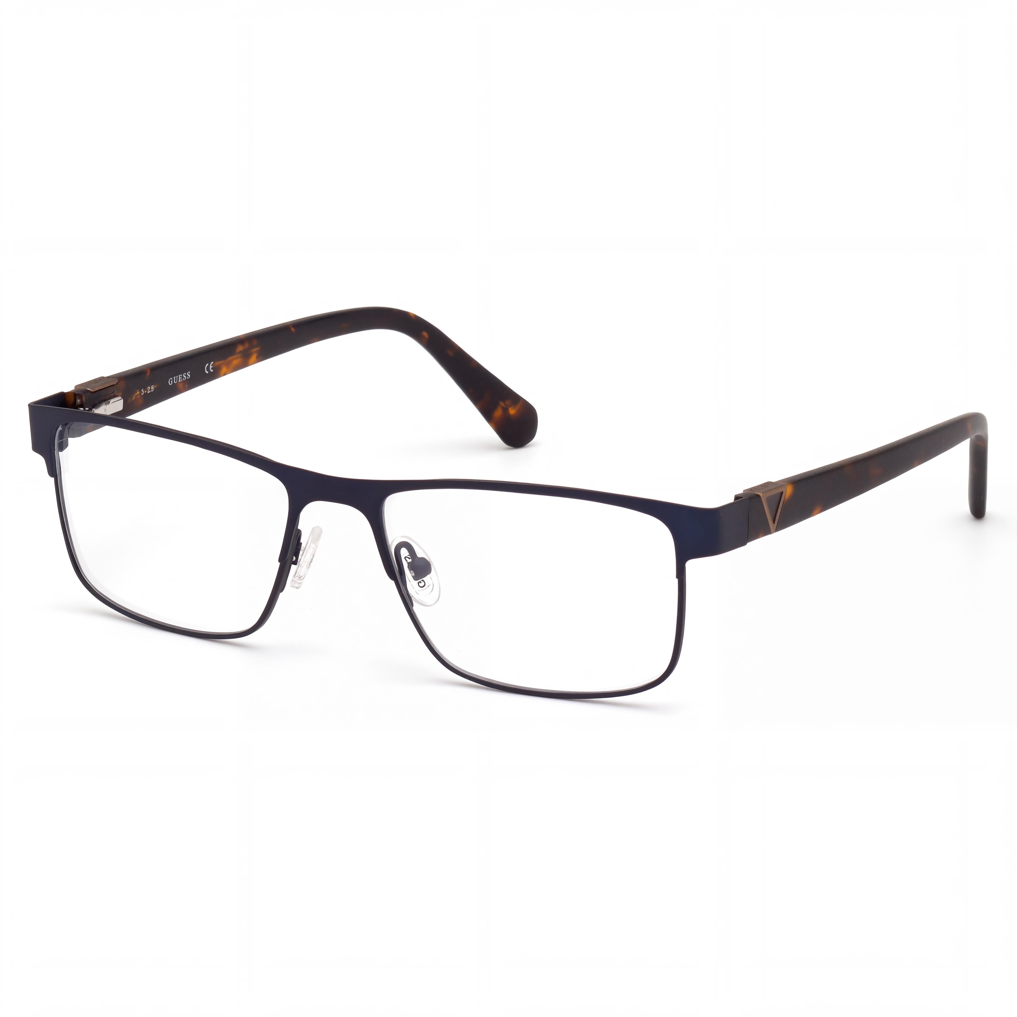 GUESS Gu50003 Gafas de hombre de metal azul mate rubio habana 55 mm, Photo 1