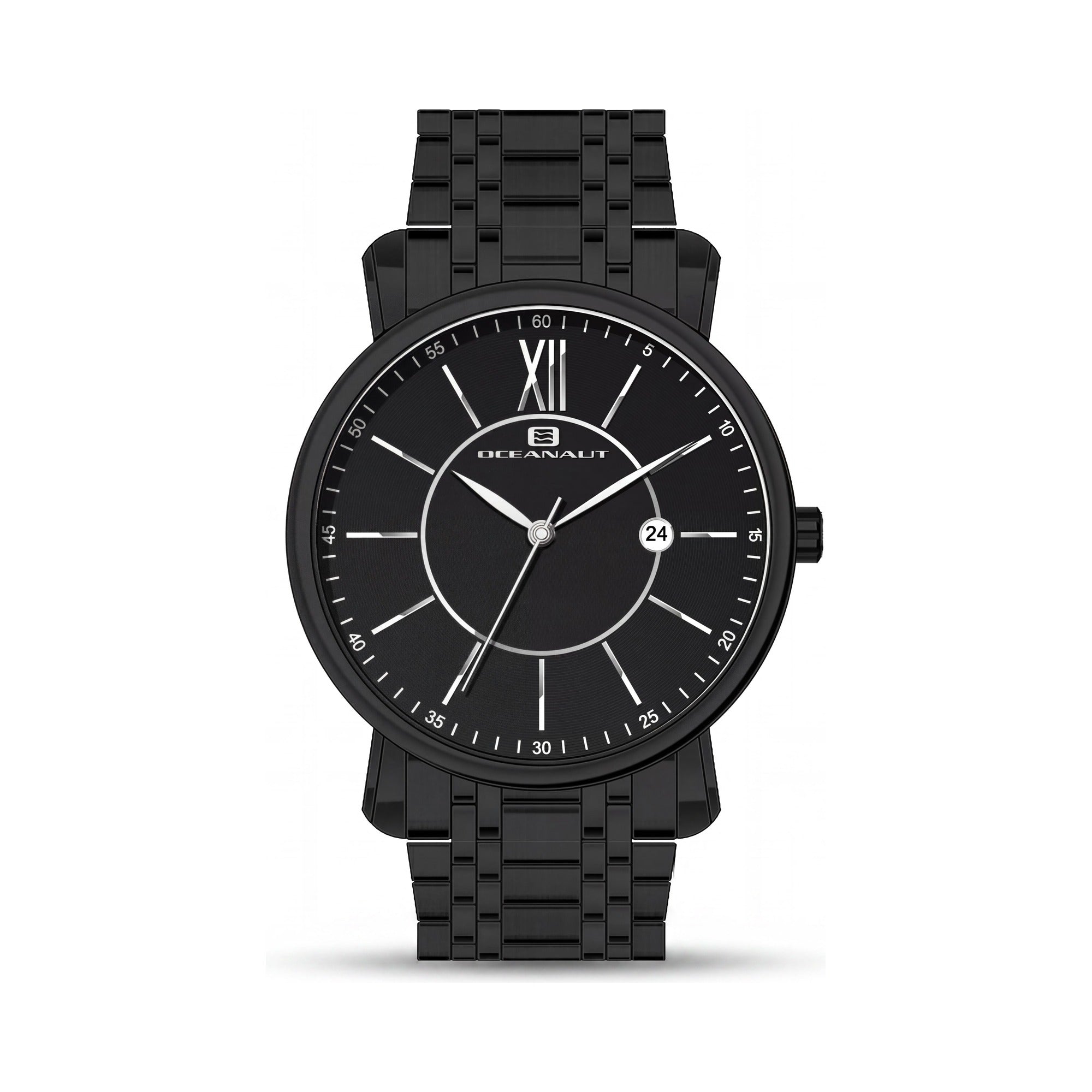 Reloj Oceanaut para hombre con esfera negra, caja y pulsera de acero inoxidable, movimiento de cuarzo, resistente al agua., Photo 1