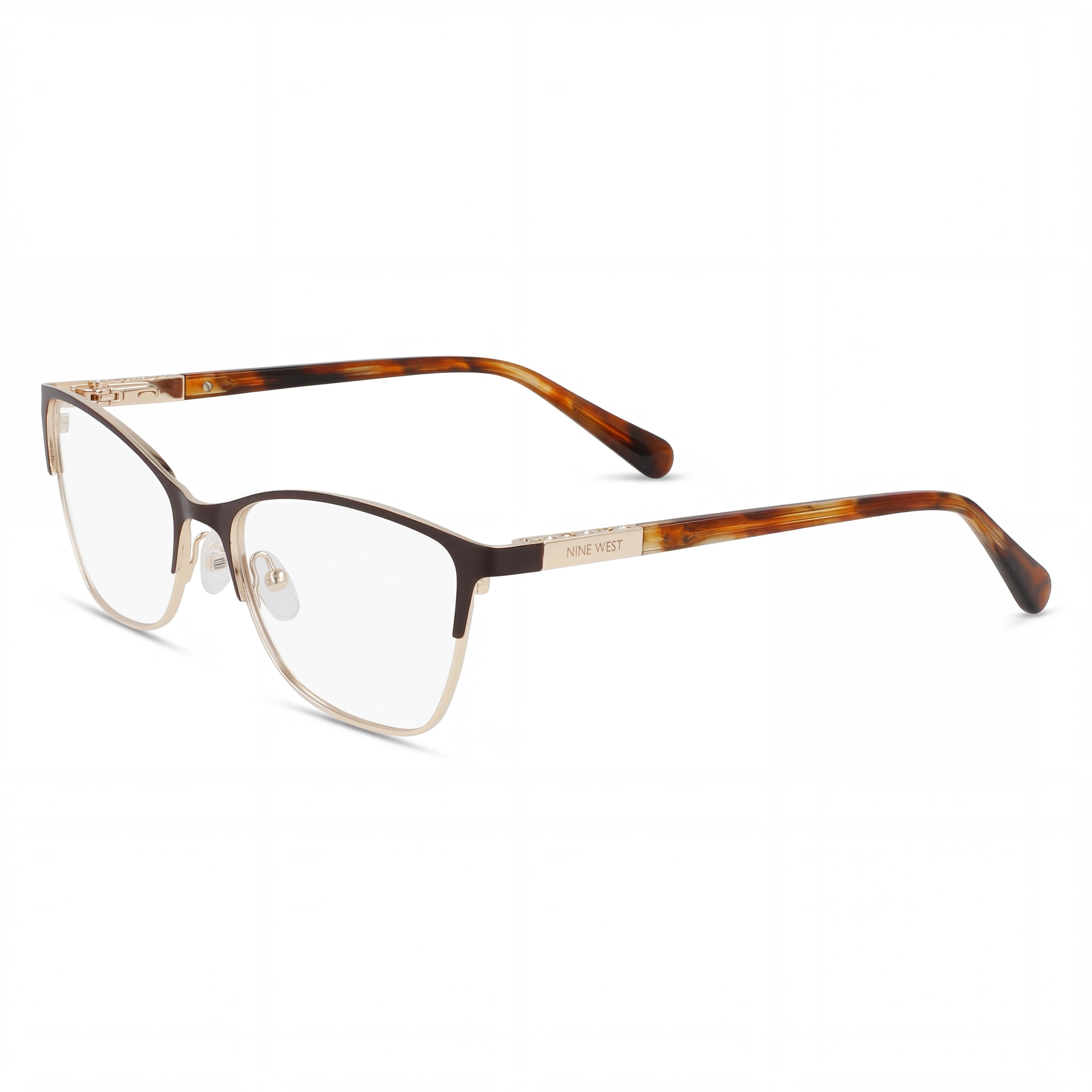 Nine West Women's Brown Gold Eyeglasses Frames with Transparent Demo Lenses - Ready for Custom Prescription Lenses, Photo 1