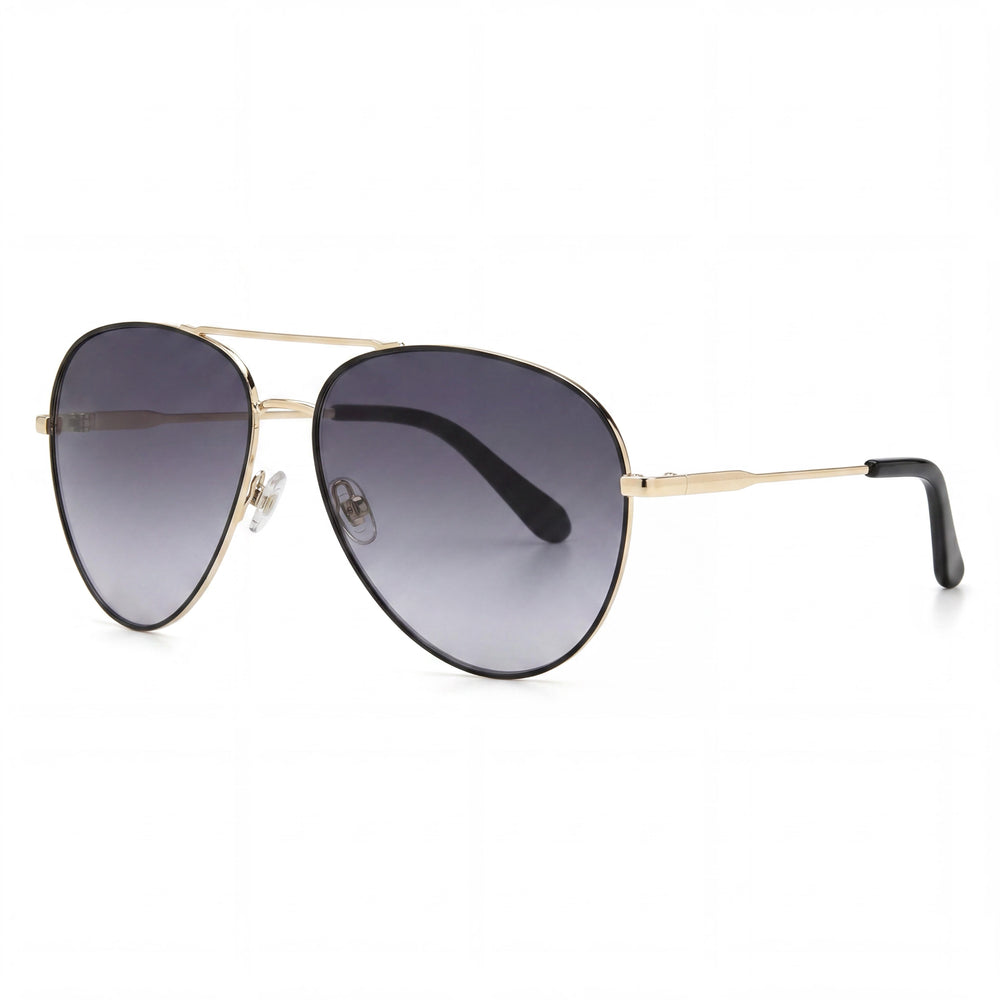 Gafas de sol Fossil Fos 2140/G/S para mujer, armazón de acero inoxidable negro, cristales de color gris oscuro degradado no polarizados, 59 mm