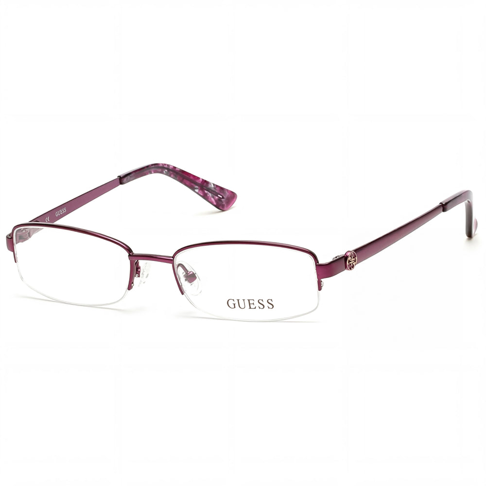 Montura de gafas unisex Guess Gu2525 C50 de metal violeta mate, ancho de lente: 50 mm, puente: 17 mm, patilla: 135 mm