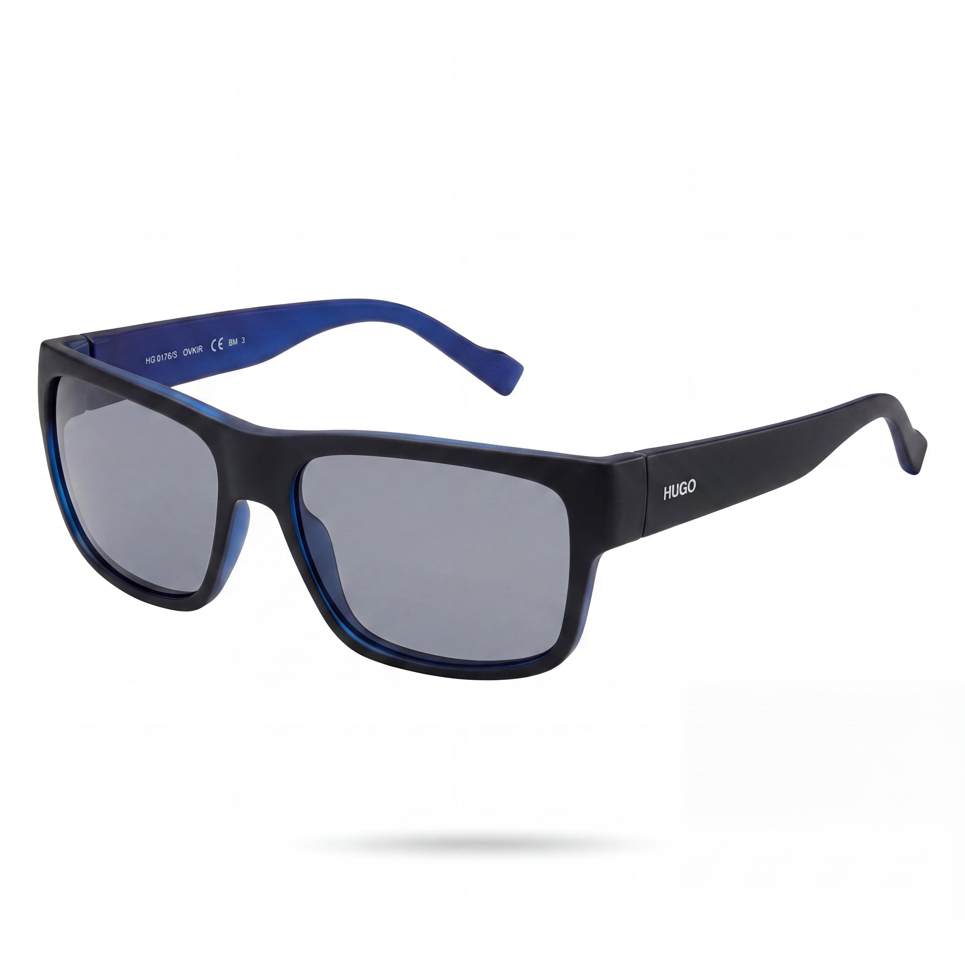 Hugo Boss HG0176/S Men's Matte Black Blue Polyamide Non-Polarized Sunglasses, UV Protection, 58mm Lens, Photo 1