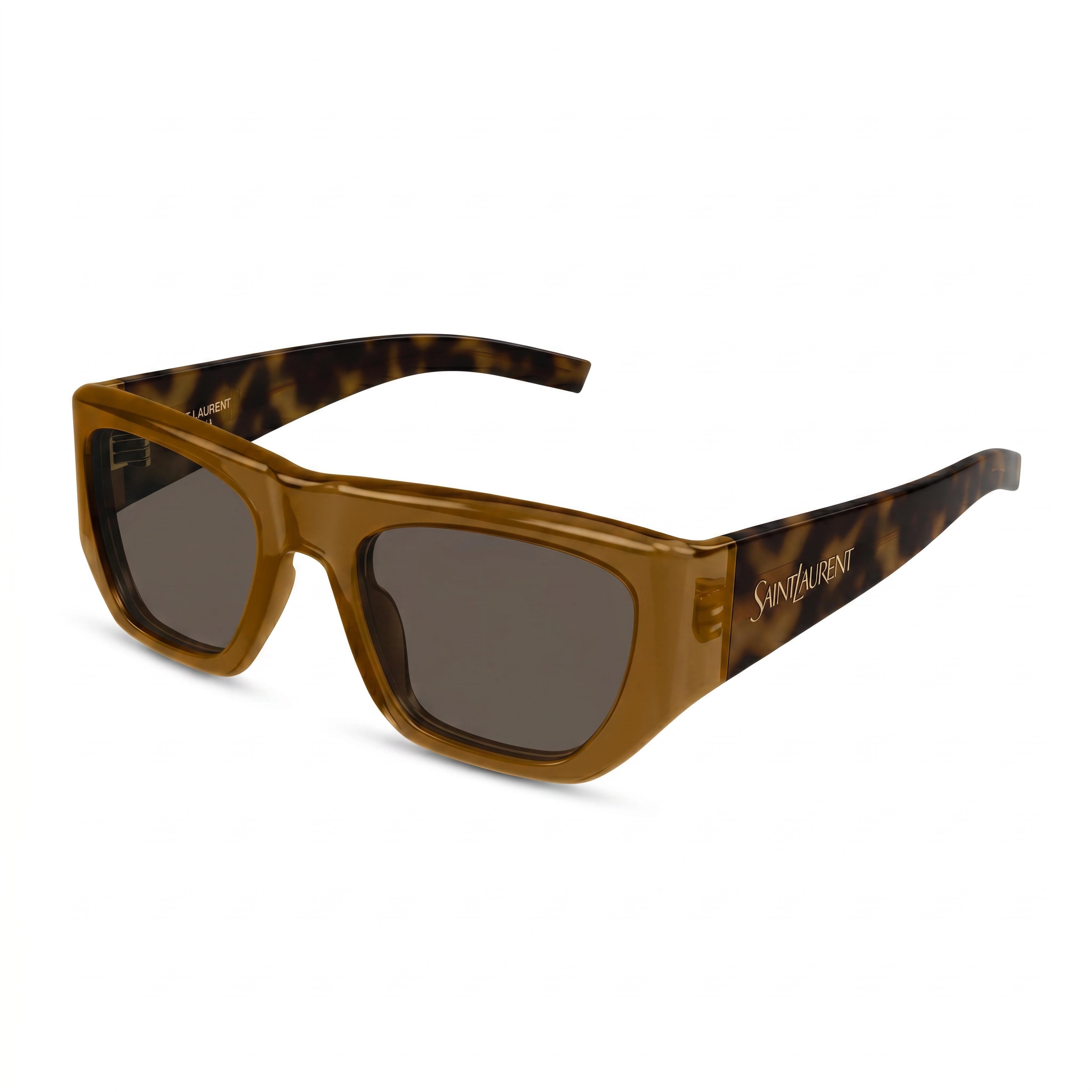 SAINT LAURENT Retro Glam Women's Brown Havana Polarized Sunglasses Vintage Logo Black Lenses 52mm, Photo 1
