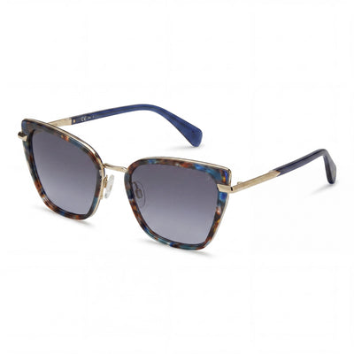 rag & bone Classic Women's Plastic Frame Sunglasses in Blue Havana with Polycarbonate Lenses, UV Protection, 56mm