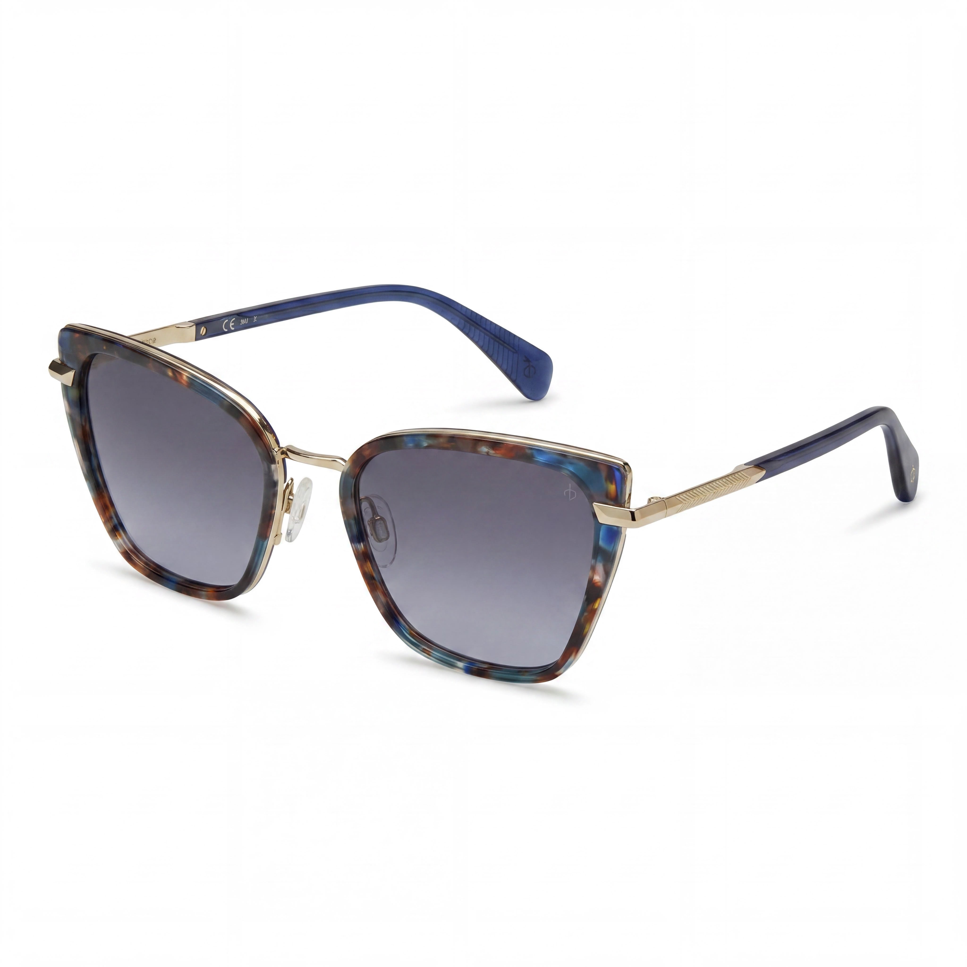 rag & bone Classic Women's Plastic Frame Sunglasses in Blue Havana with Polycarbonate Lenses, UV Protection, 56mm, Photo 1