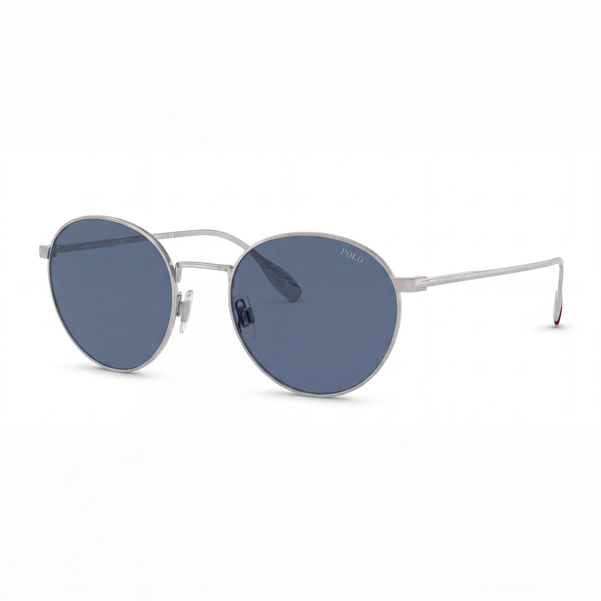 Gafas de sol POLO RALPH LAUREN Ph3158 de metal para mujer, color plata cepillado y azul oscuro con lentes azul oscuro, 53 mm, Photo 1