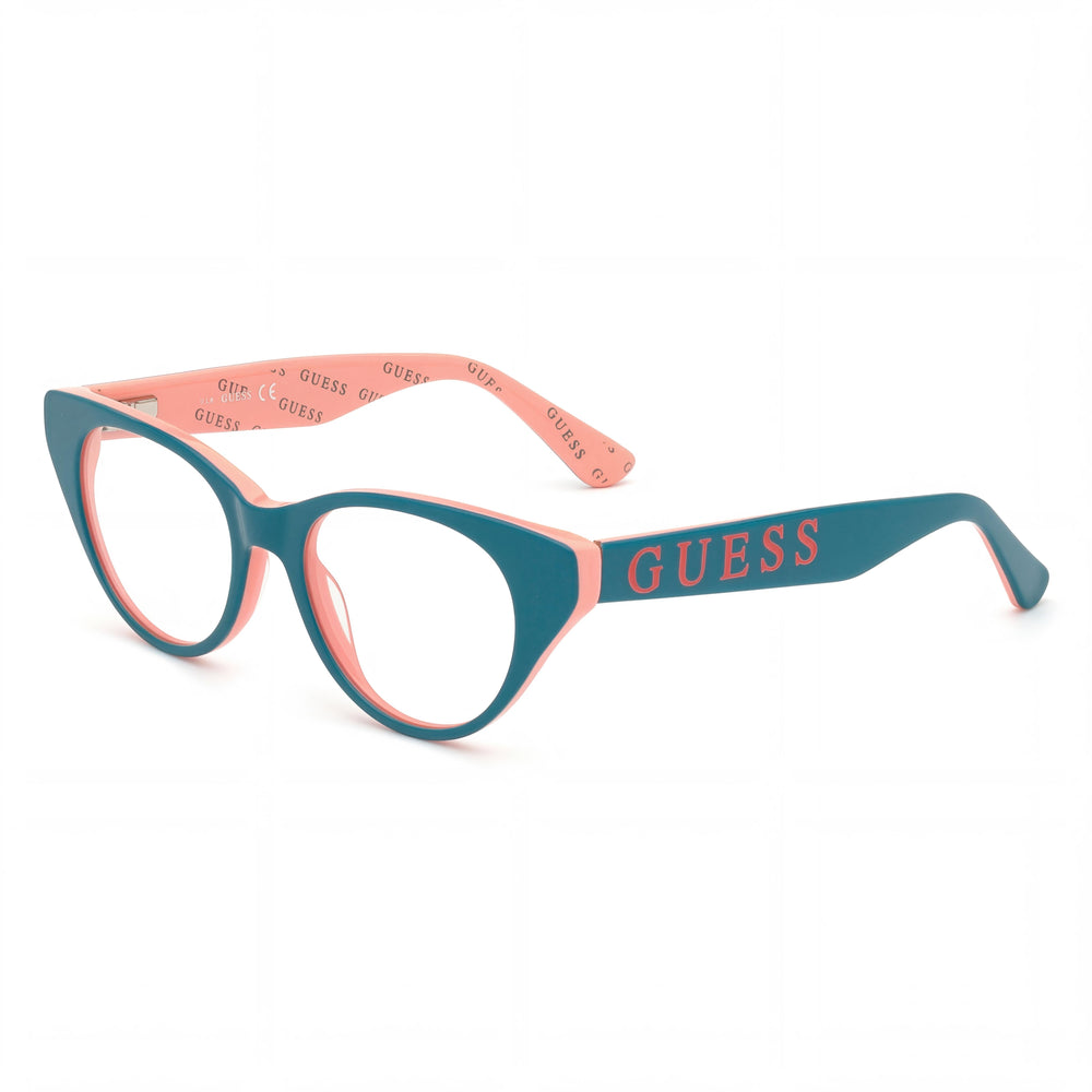 GUESS Gu9192 Gafas Ojo de Gato para Mujer, Montura de Plástico Turquesa, Lentes Transparentes, 47mm Ancho de Lente