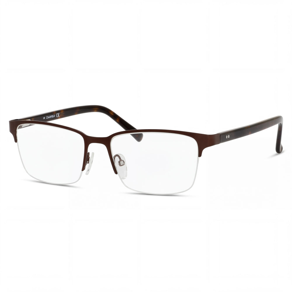 Chesterfield Classic Men’s Brown Metal Eyeglasses Frames with Polycarbonate Lenses, Size 57-18-150