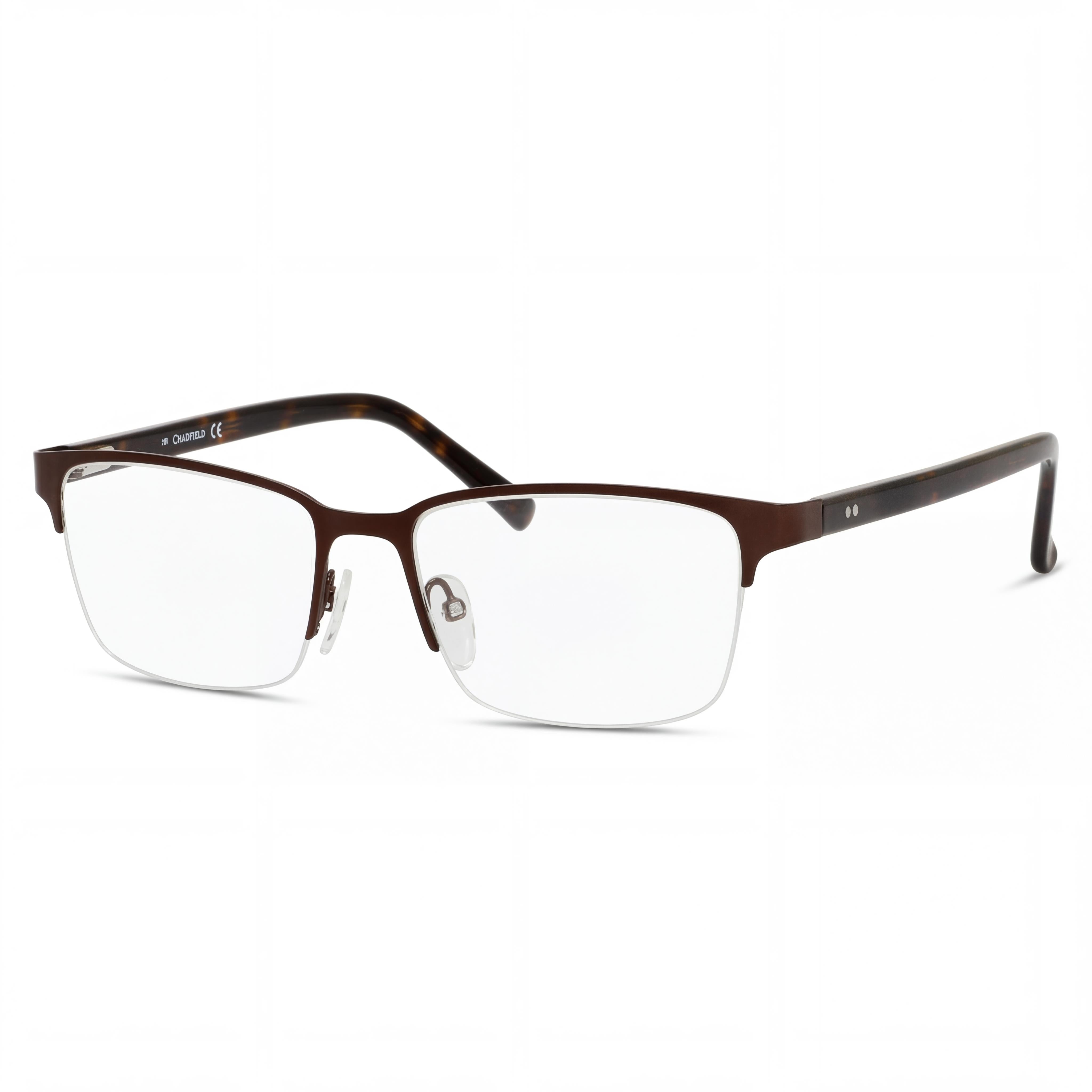 Chesterfield Classic Men’s Brown Metal Eyeglasses Frames with Polycarbonate Lenses, Size 57-18-150, Photo 1