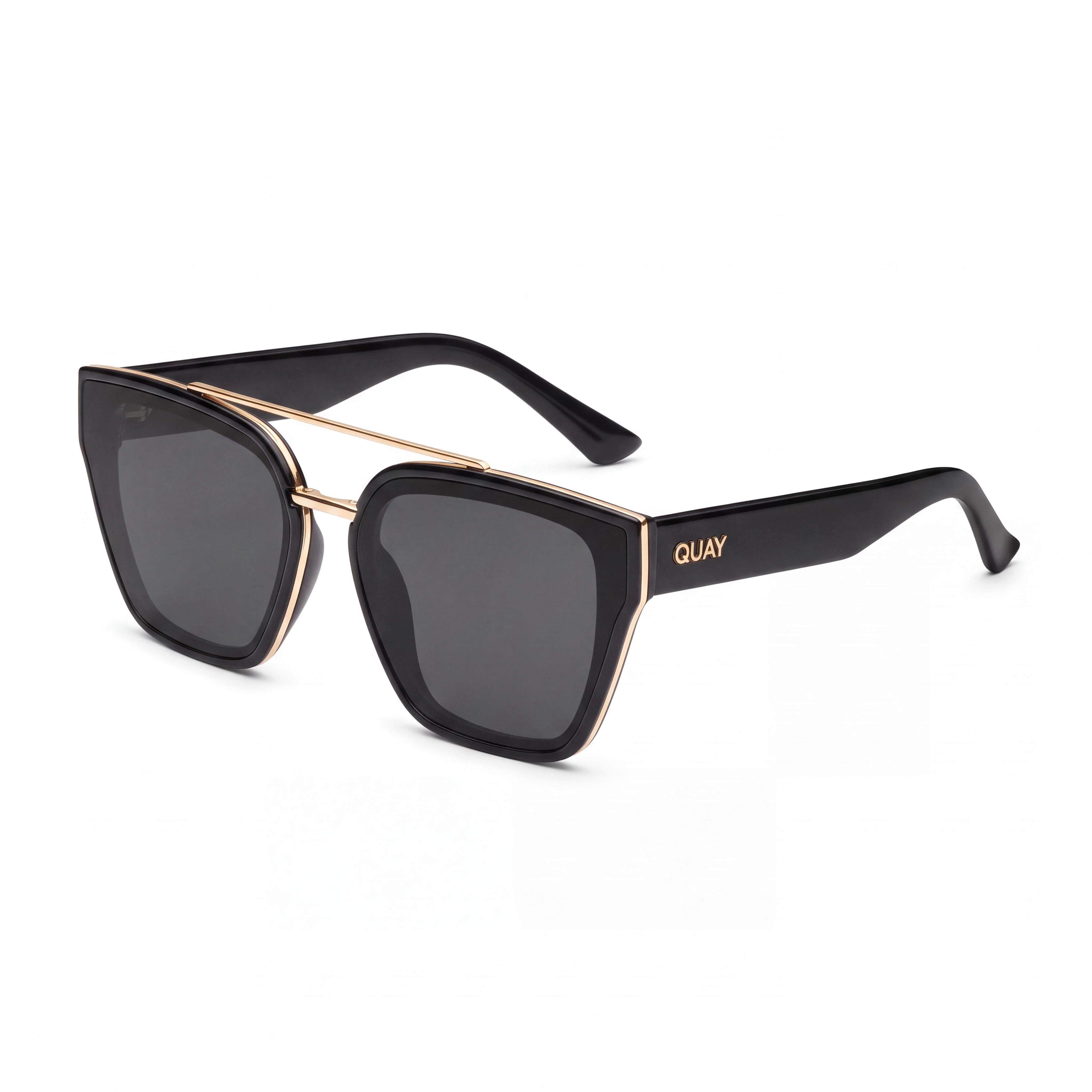 QUAY AUSTRALIA Sweet Talker Women's Black Smoke Frame Smoke Lens Oversized Square UV Protection Sunglasses 65mm, Photo 1
