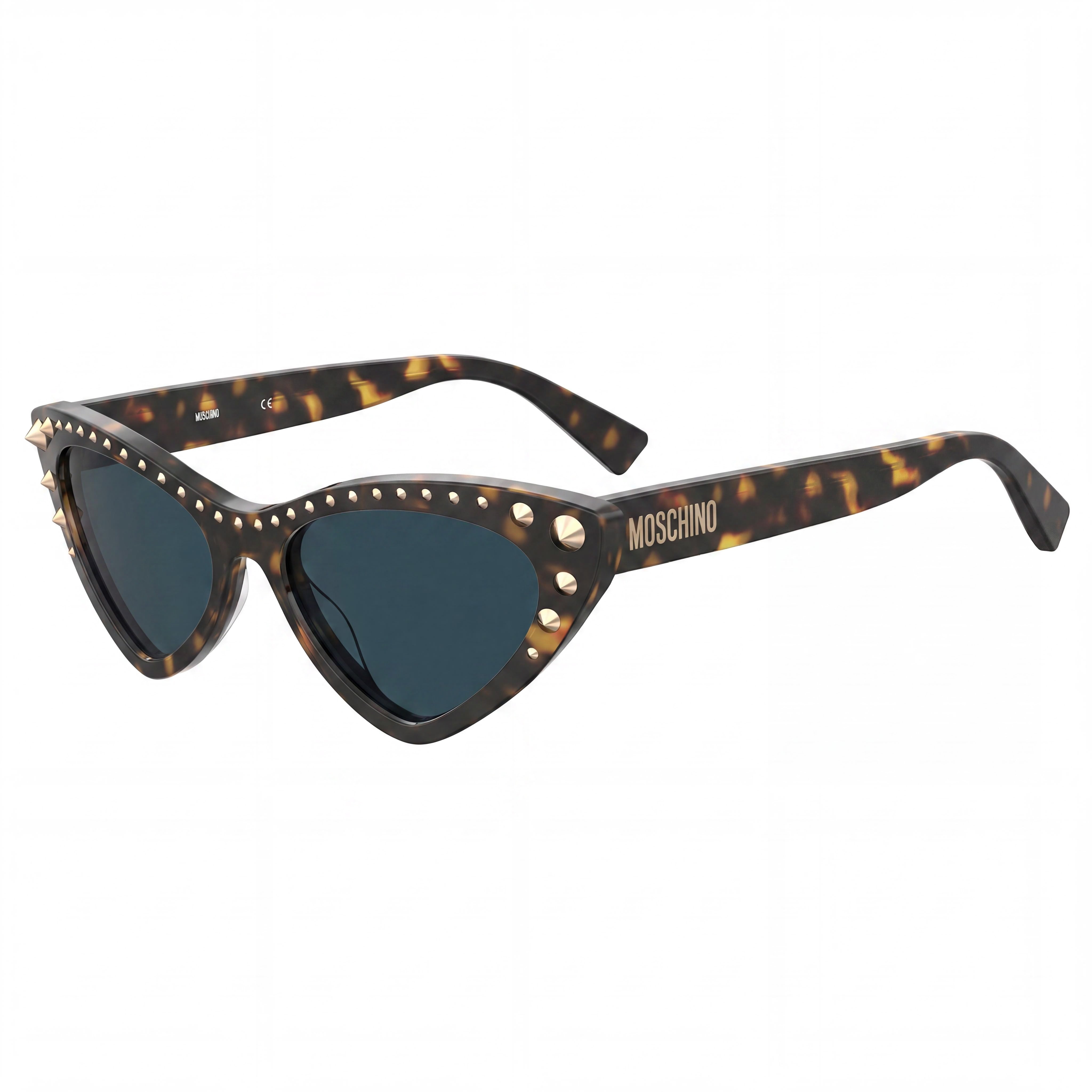 Moschino Classic Women's Cateye Sunglasses with Havana Acetate Frame & Dark Blue Shaded UV Lenses 53mm, Photo 1