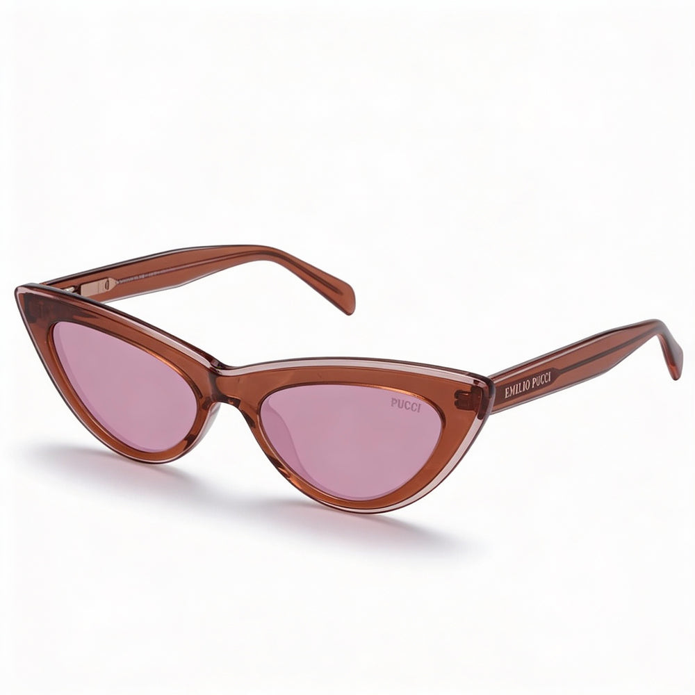 Gafas de sol Emilio Pucci Modern para mujer, montura completa de plástico marrón con lentes de policarbonato burdeos de 53 mm