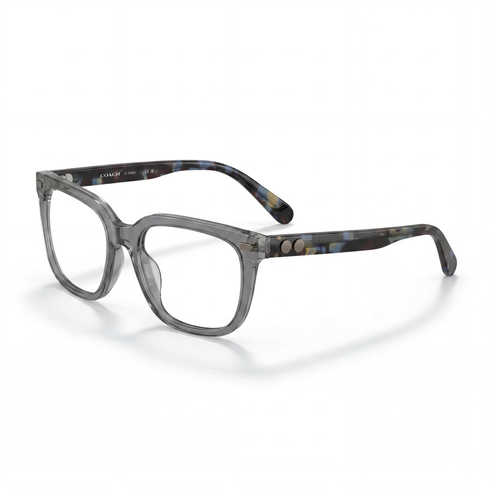 Coach Hc6266u Universal Fit Men's Transparent Grey Plastic Prescription Eyeglass Frames 53mm