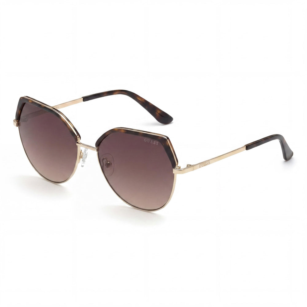 GUESS GU773652F58 Unisex Metal Dark Havana Sunglasses with Gradient Brown Lenses 58mm UV Protection
