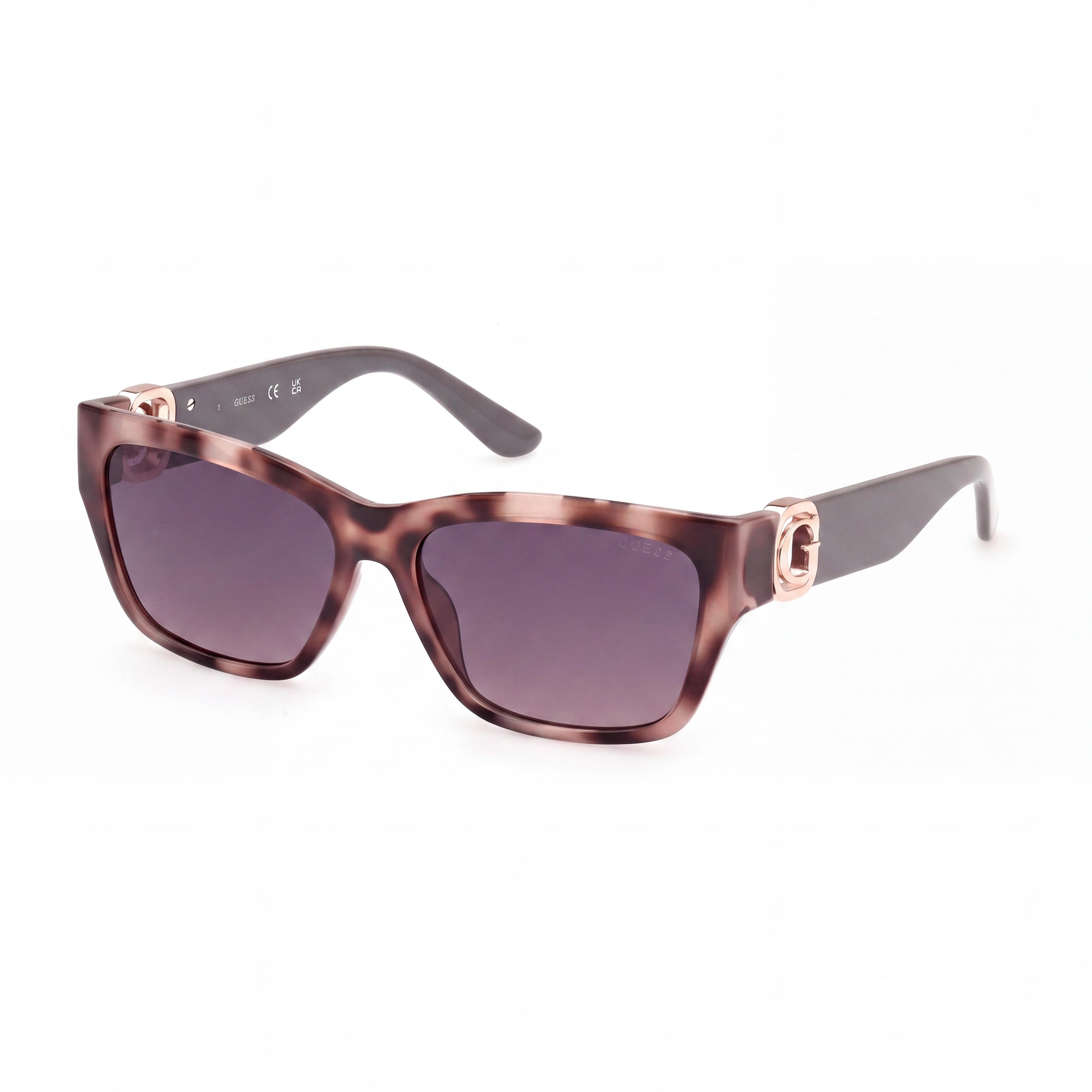 GUESS GU00105 Women's Injected Sunglasses, Coloured Havana Shiny Grey with Gradient Smoke Grey Lenses, 56mm, Photo 1