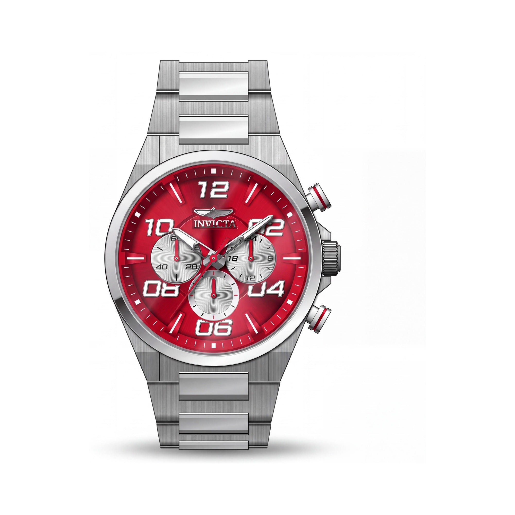 Reloj cronógrafo de cuarzo Invicta Speedway 50426 para hombre, caja de acero inoxidable de 44 mm, esfera roja, brazalete de acero inoxidable, resistente al agua 5 ATM, Photo 1