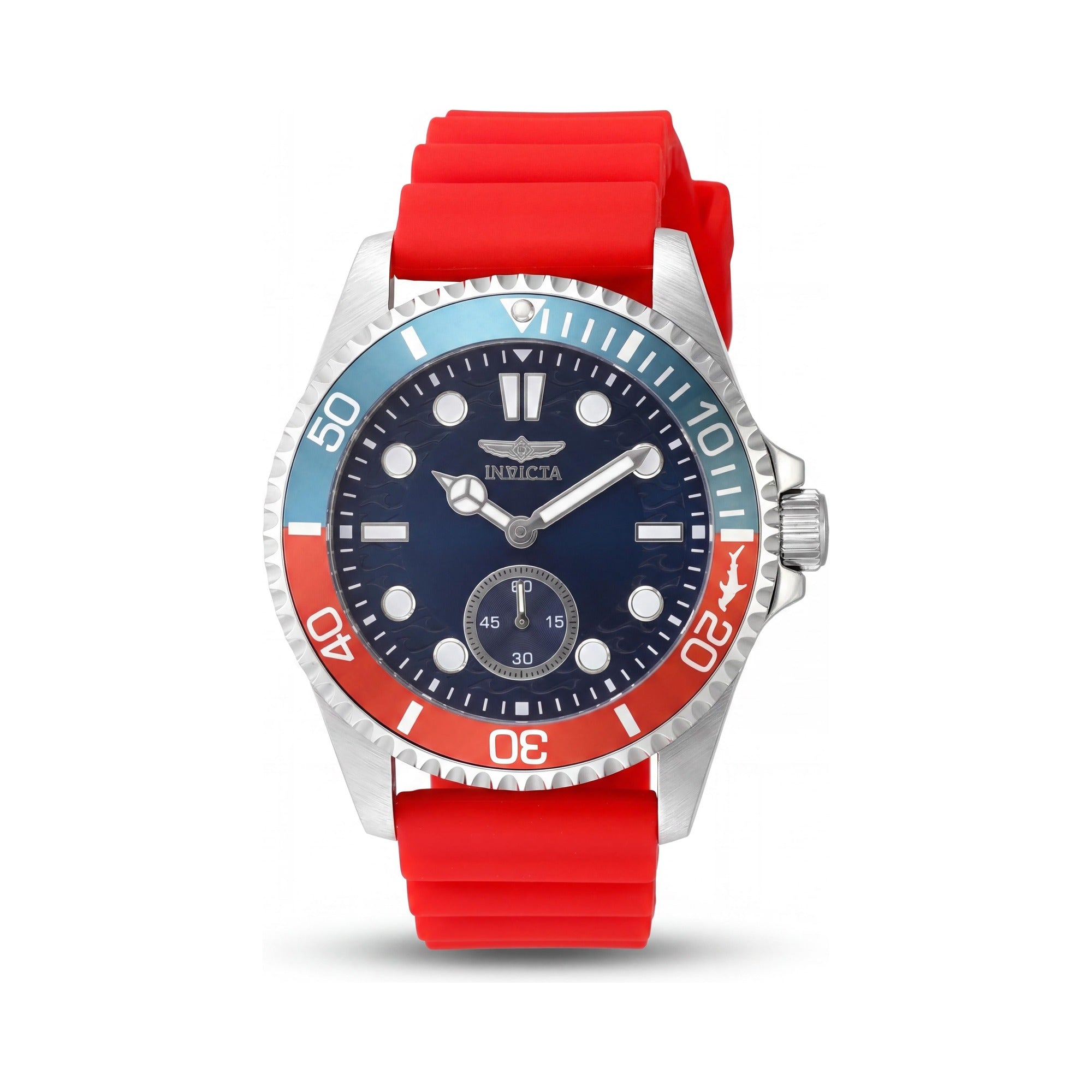 Reloj de cuarzo unisex Invicta Pro Diver 49340, caja de acero inoxidable plateada, esfera azul, correa de silicona, 10 ATM, 43 mm, Photo 1