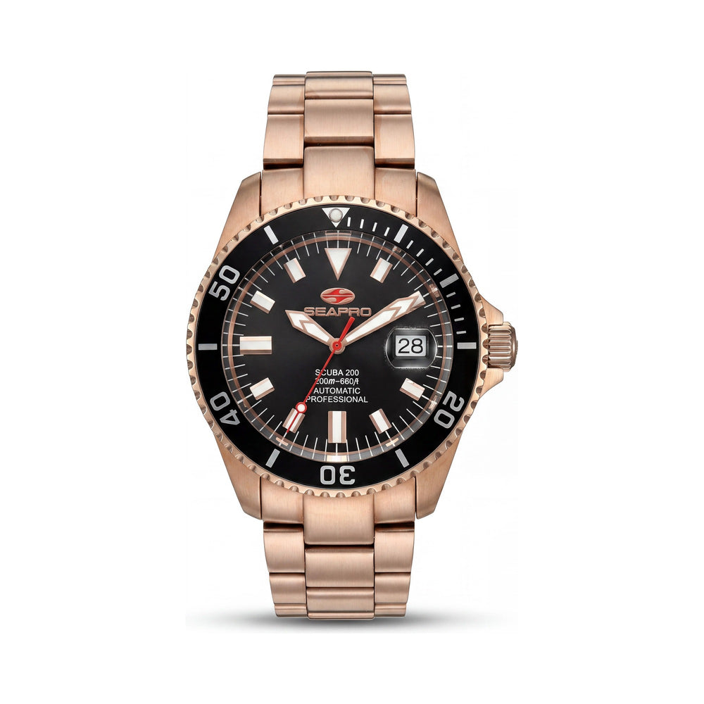 Seapro SP4322 Men's Scuba 200 Automatic Black Dial Stainless Steel Bracelet Watch with Date