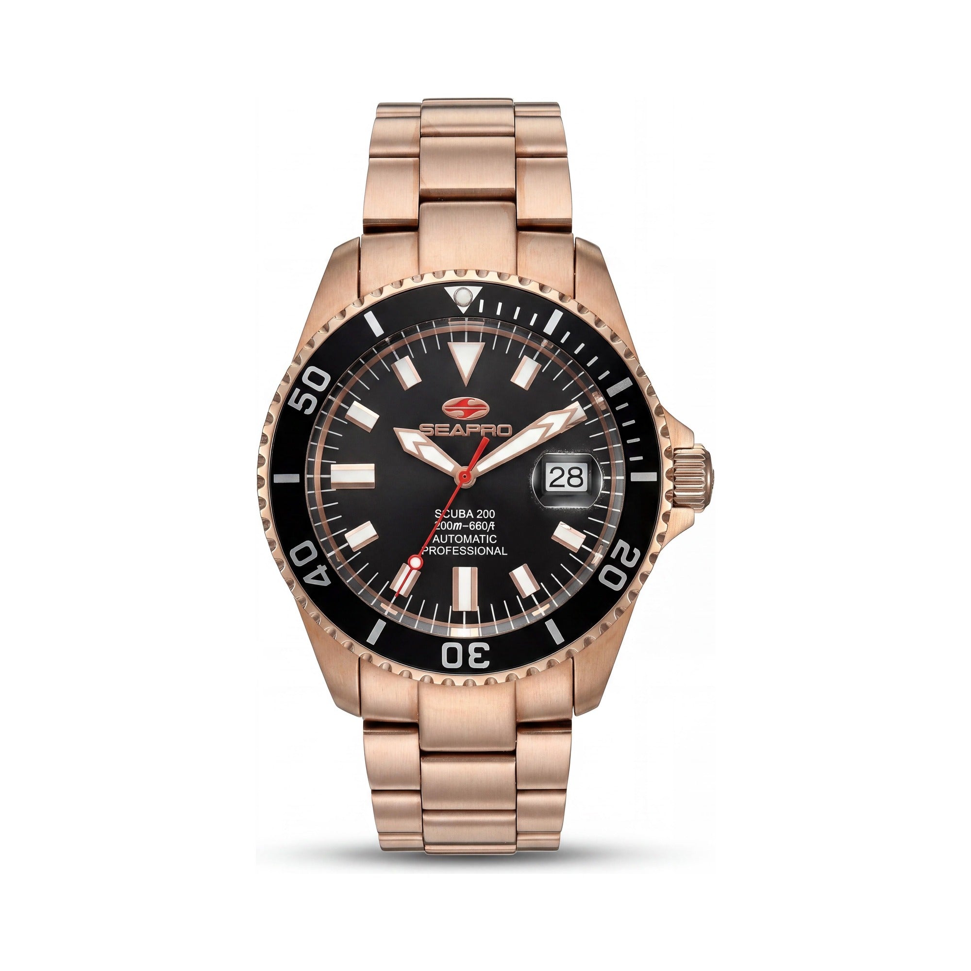 Seapro SP4322 Men's Scuba 200 Automatic Black Dial Stainless Steel Bracelet Watch with Date, Photo 1