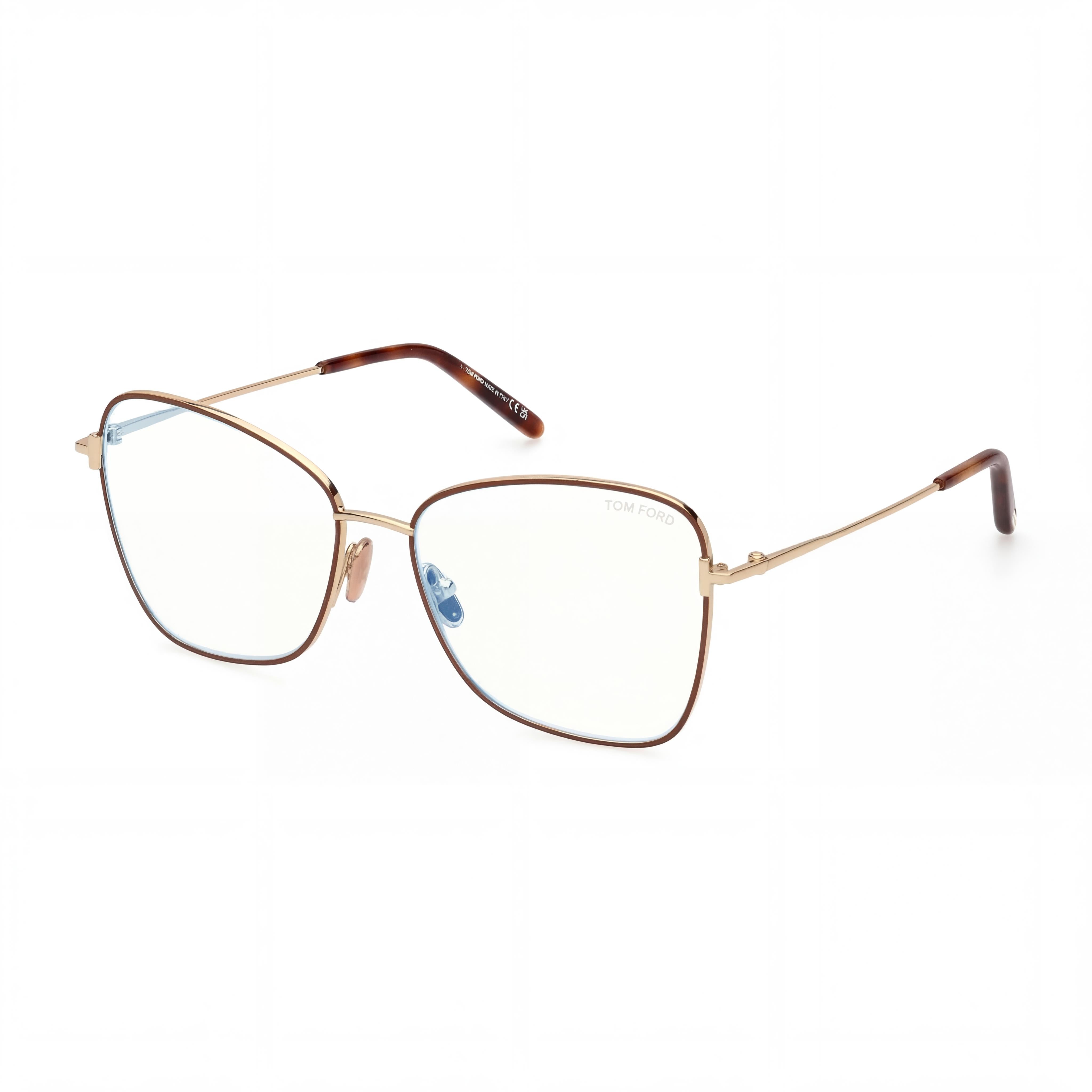 Tom Ford Ft5906-b Men's Blue Filter Metal Light Brown Deep Gold 55mm Eyeglasses, Photo 1