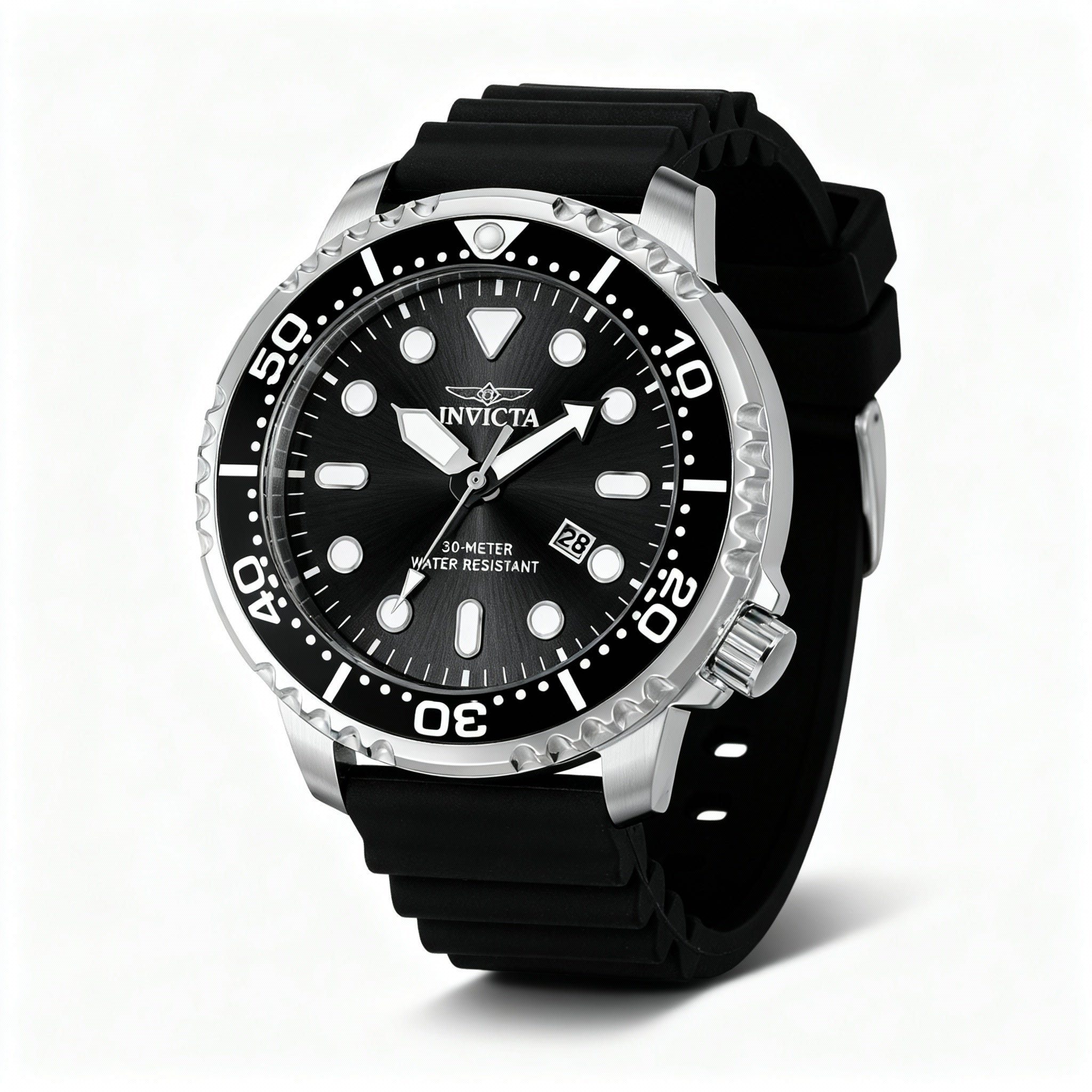 Invicta Pro Diver 44834 Men's 48mm Stainless Steel Quartz Watch, Black Dial, Black Silicone Band, Photo 1