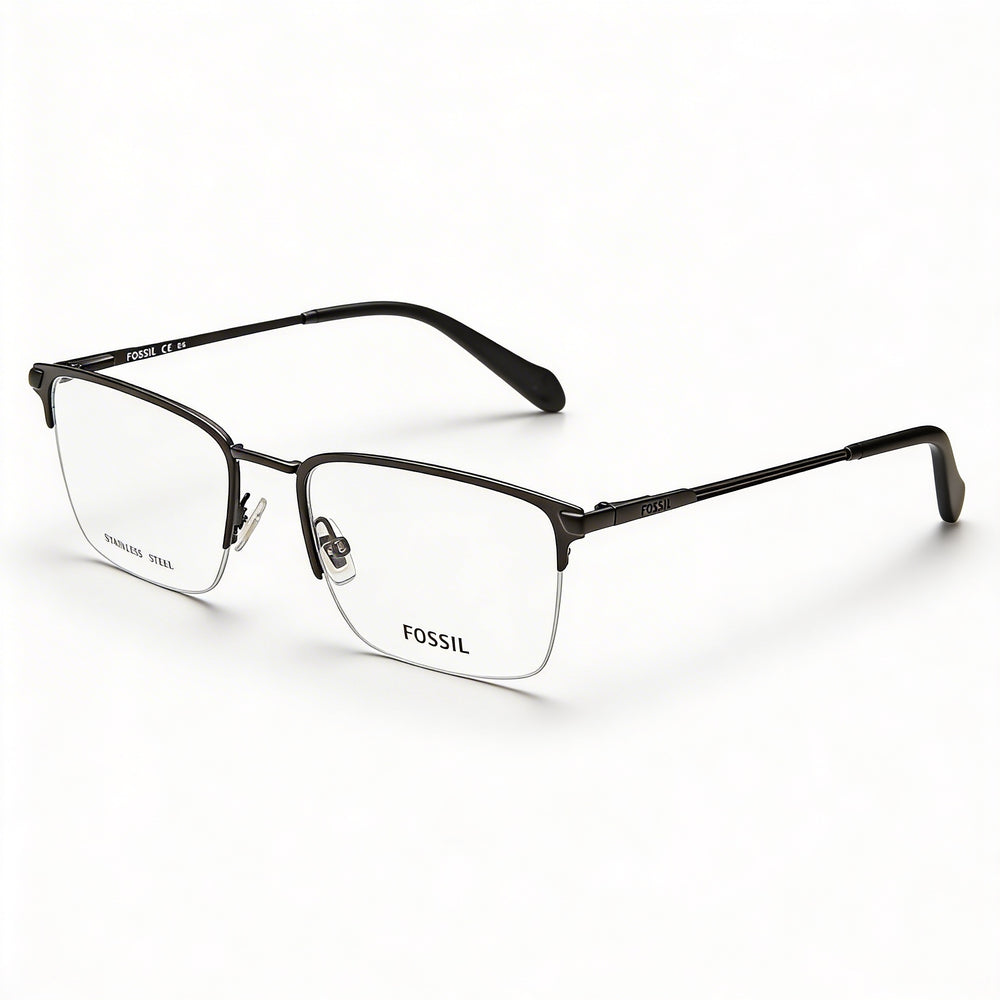 Gafas Fossil Fos 7147 para hombre, de acero aleado negro mate, no polarizadas, de 55 mm