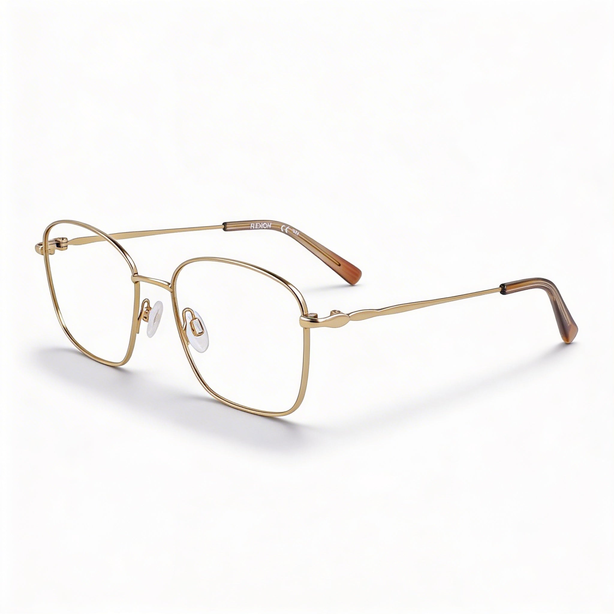 Flexon W3039 Unisex Acetate Eyeglasses, Shiny Gold, 50mm Lens Width, 18mm Bridge, 135mm Temple, Photo 1