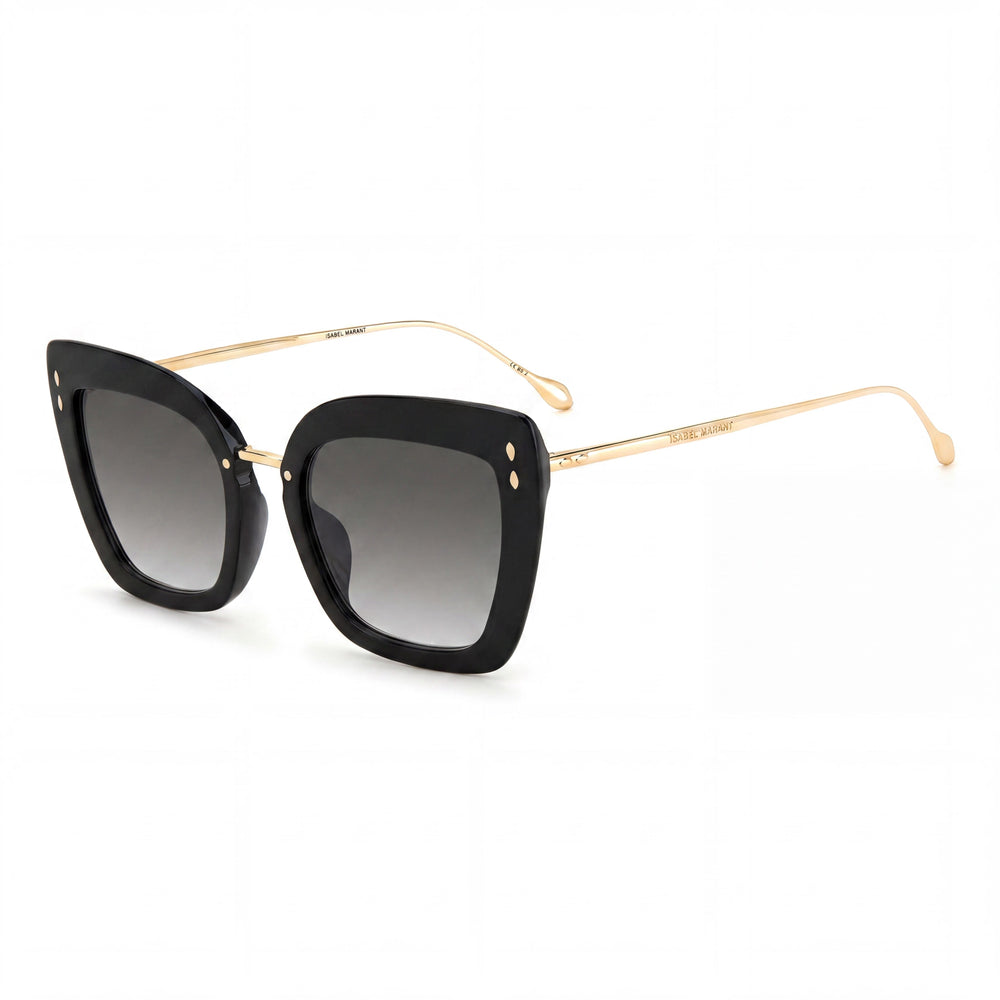 Isabel Marant Modern Women's Rectangular Polyamide Black Gold UV 400 Non-Polarized Sunglasses 53mm