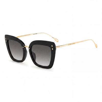 Isabel Marant Modern Women's Rectangular Polyamide Black Gold UV 400 Non-Polarized Sunglasses 53mm