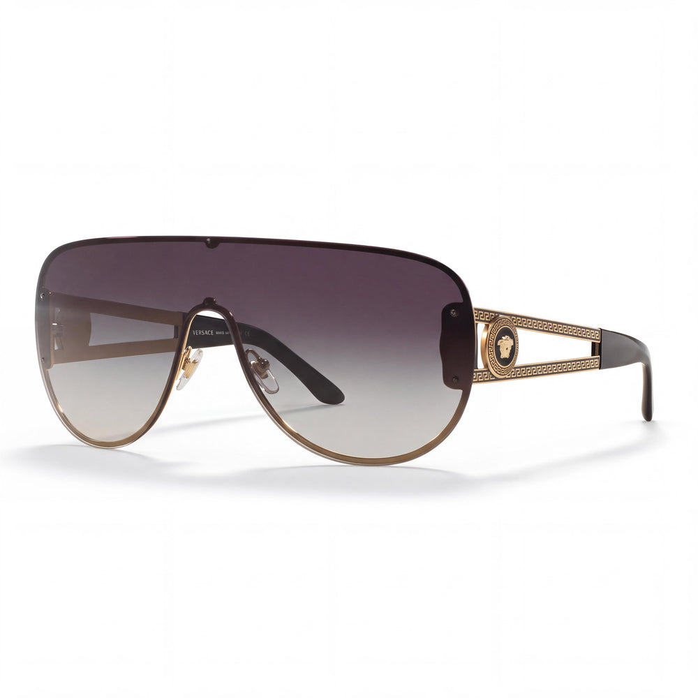 Gafas de sol Versace contemporáneas para mujer, metal color oro pálido, lente gris claro degradado, protección UV, antirreflejante, no polarizadas, 41 mm