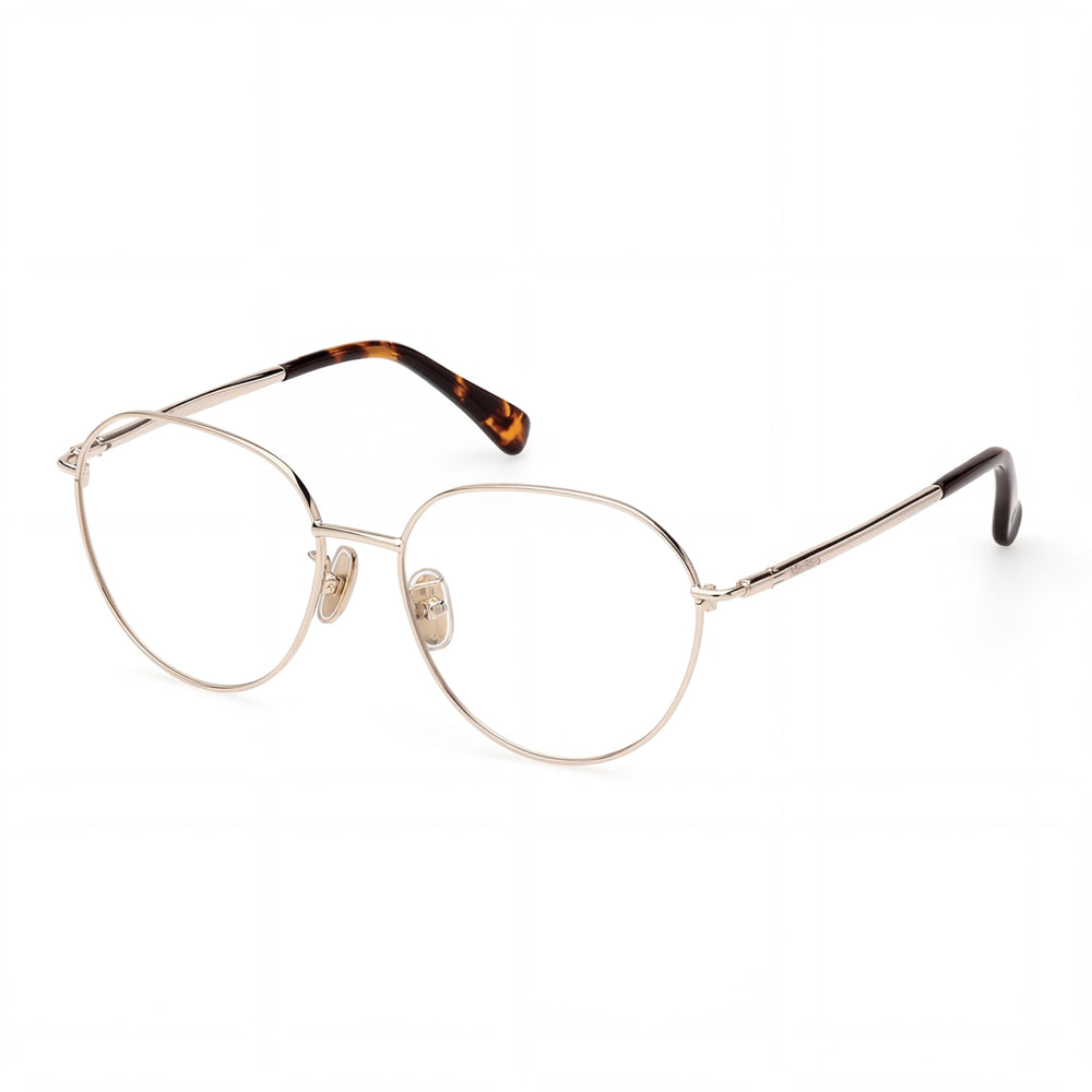 MaxMara Modern Women's Eyeglasses with Metal Full Rim Frame in Pale Gold Dark Havana Lens Width 54mm