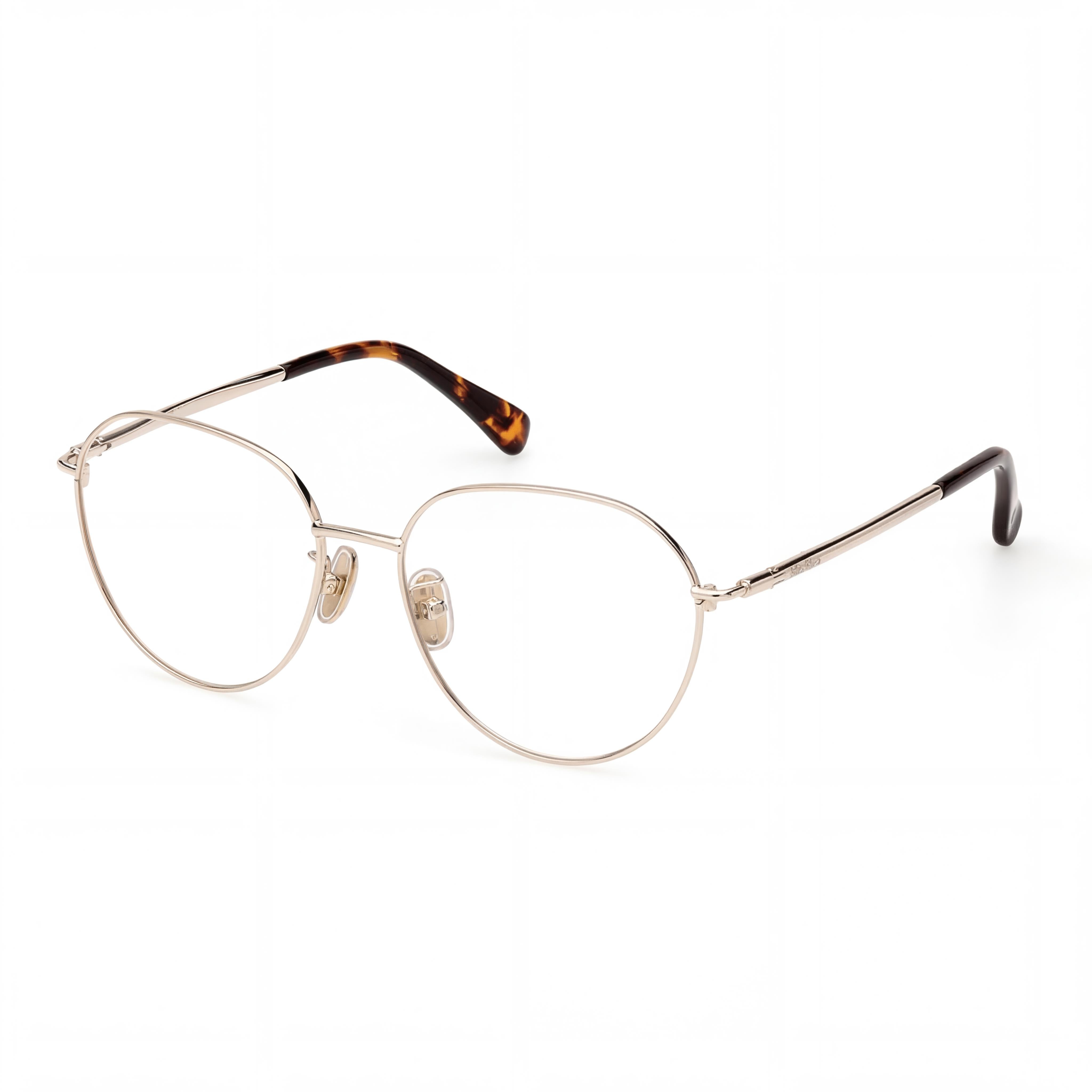 MaxMara Modern Women's Eyeglasses with Metal Full Rim Frame in Pale Gold Dark Havana Lens Width 54mm, Photo 1