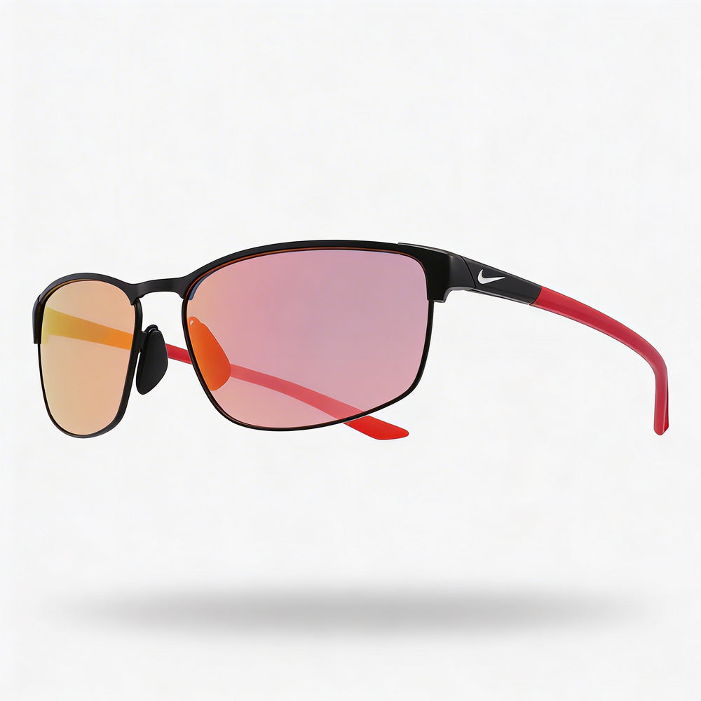 Nike Modern Metal M Unisex Sport Sunglasses, Satin Black Red Mirror, Alloy Steel, UV Protection, 58mm