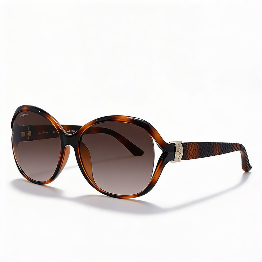 Gafas de sol Ferragamo Classic para mujer con montura de plástico de carey, degradado marrón, protección 100% UV, 61mm