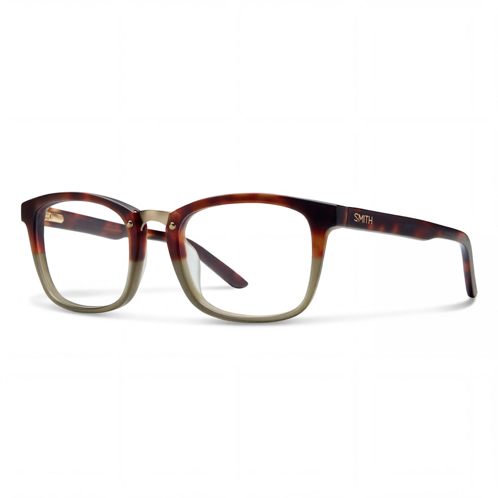 SMITH Modern Unisex Eyeglasses Featuring a Tortoise Colored Frame Constructed from Acetate Material with Clear Demo Lenses
