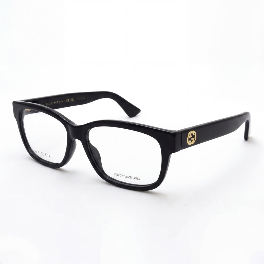 Gafas de sol Gucci GG1341O para mujer, montura cuadrada de plástico, lentes transparentes, color negro y dorado, 55 mm