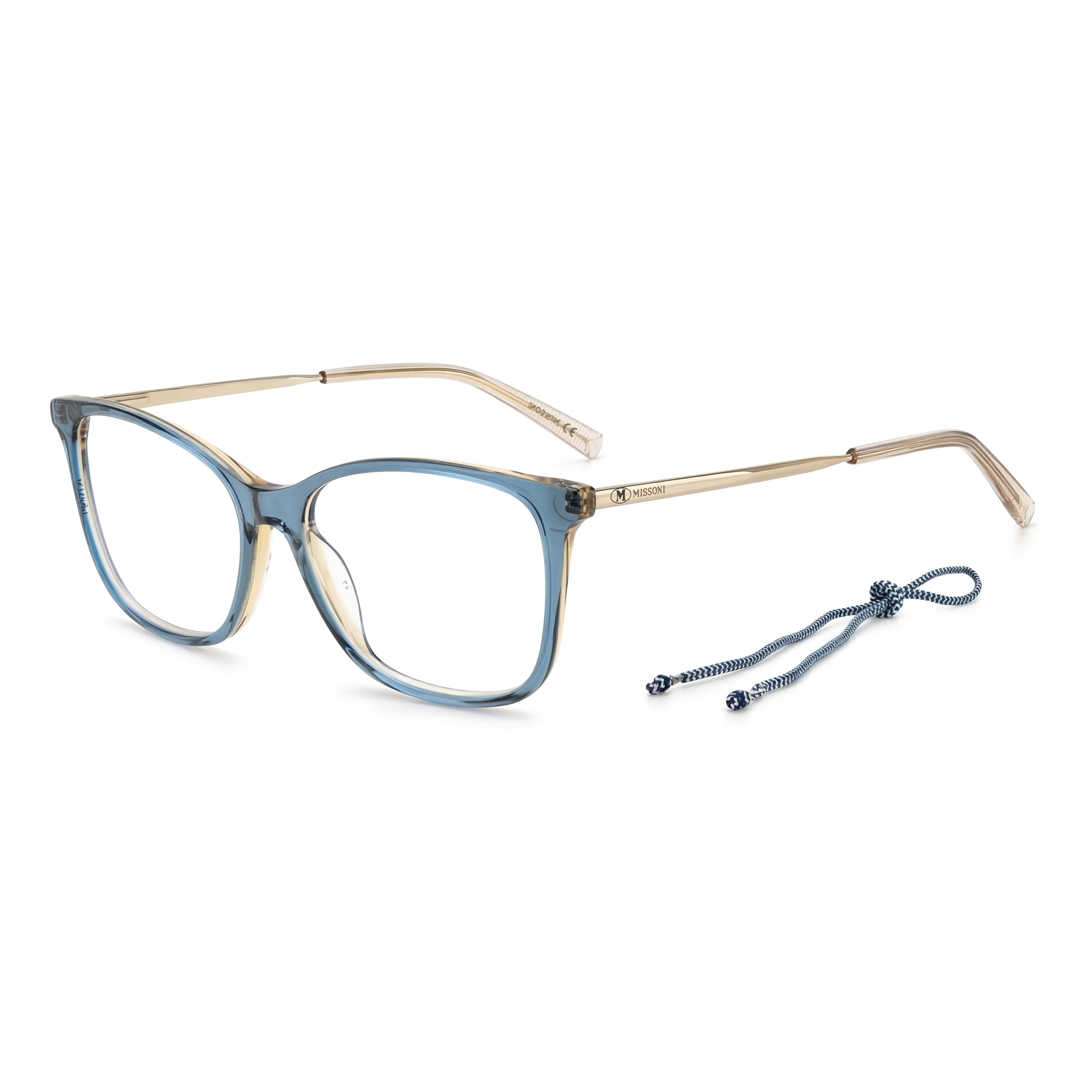 Gafas ópticas de hombre Missoni estilo moderno de acetato en azul beige con lentes azul beige 54-16-145, Photo 1
