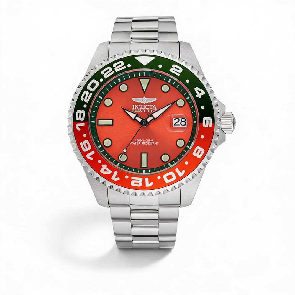 Reloj de buceo automático Invicta Grand Diver - Miami Edition 49118 para hombre, de acero inoxidable, esfera naranja, 47 mm